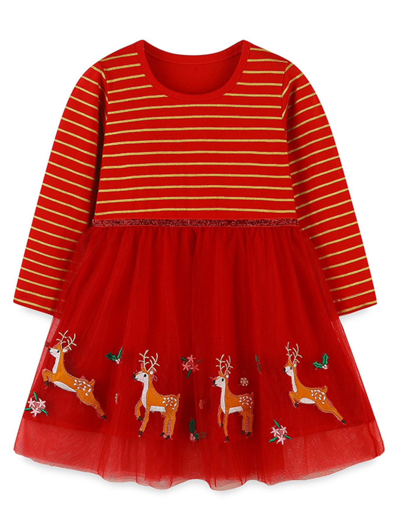 Children's Elk Embroidered Tulle Dress 1