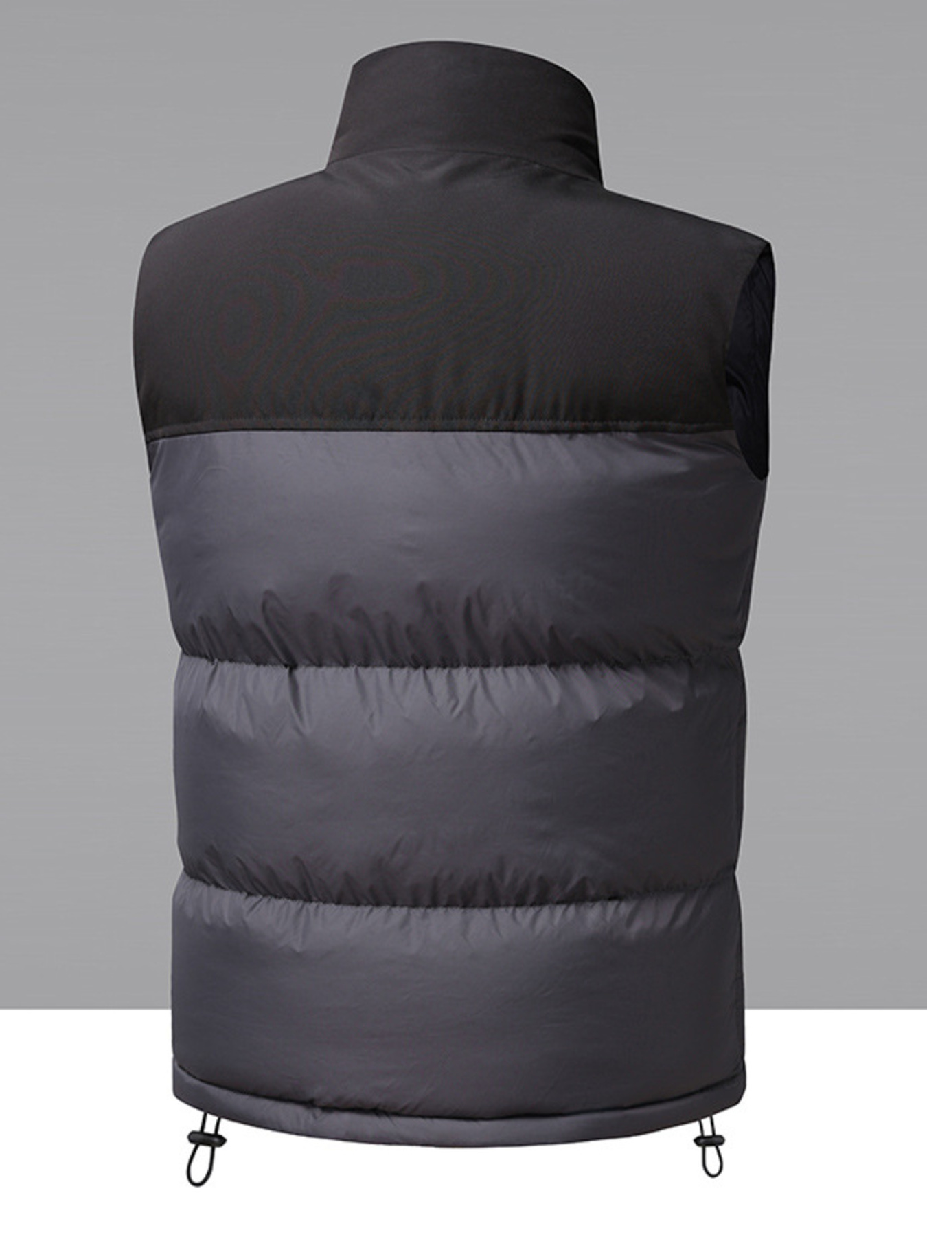 Men's Plus Size Sleeveless Stand Collar Vest with Drawstring Hem