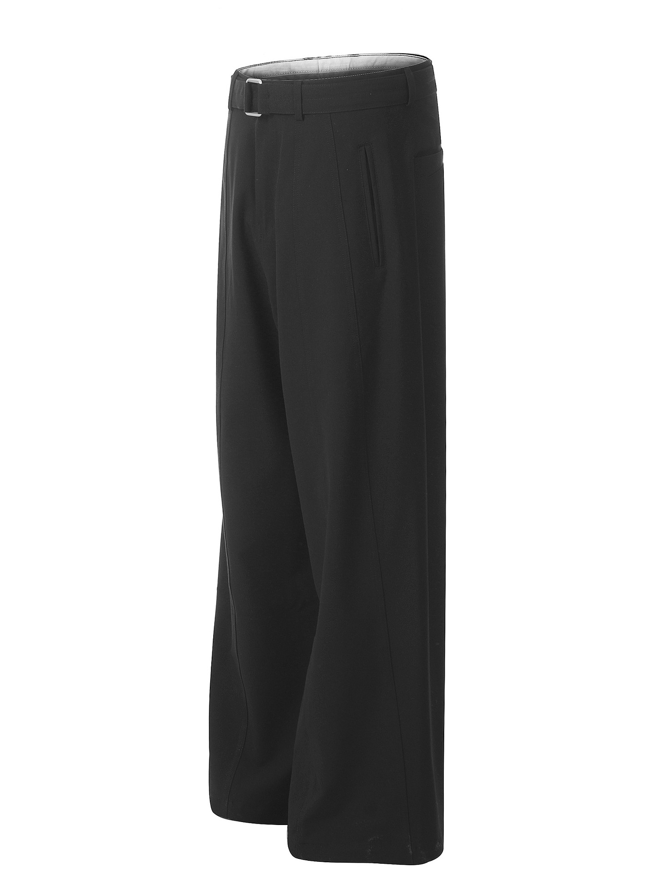 Men's Wide Leg High Waist Pants with Belt