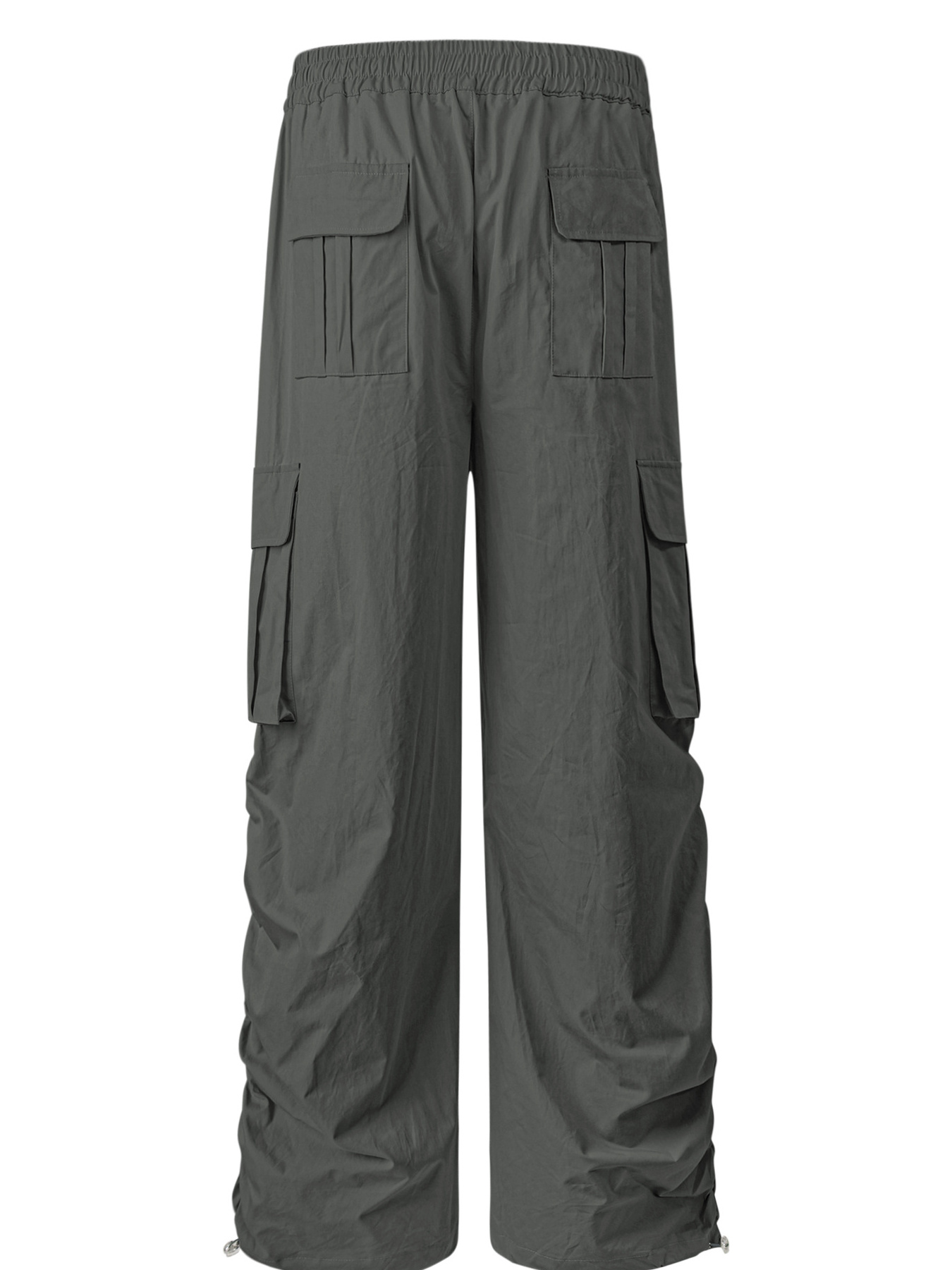 Men's Elastic Waist Wide Leg Cargo Pants with Side Pockets