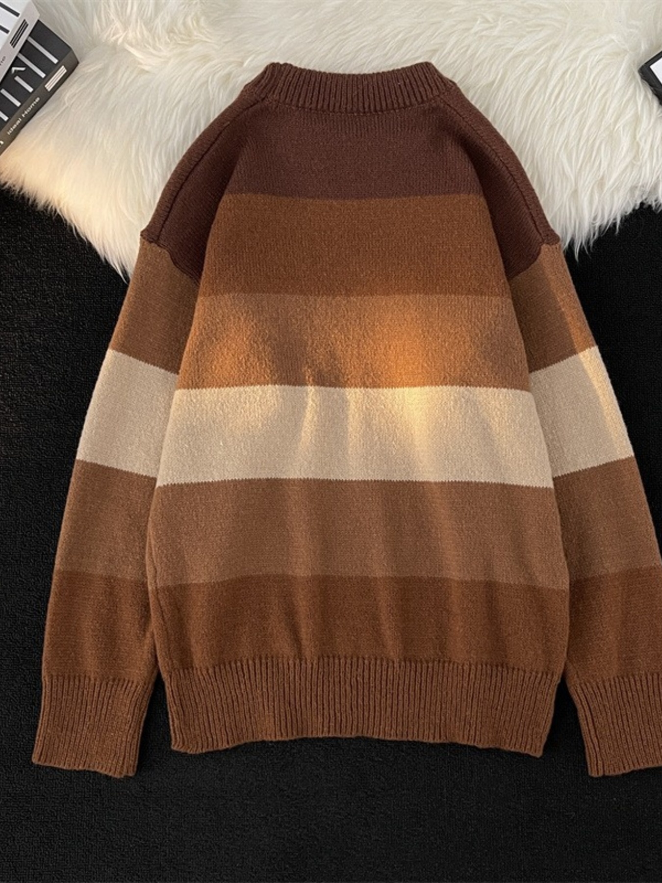 Men's Plus Size Striped Color Block Knit Pullover