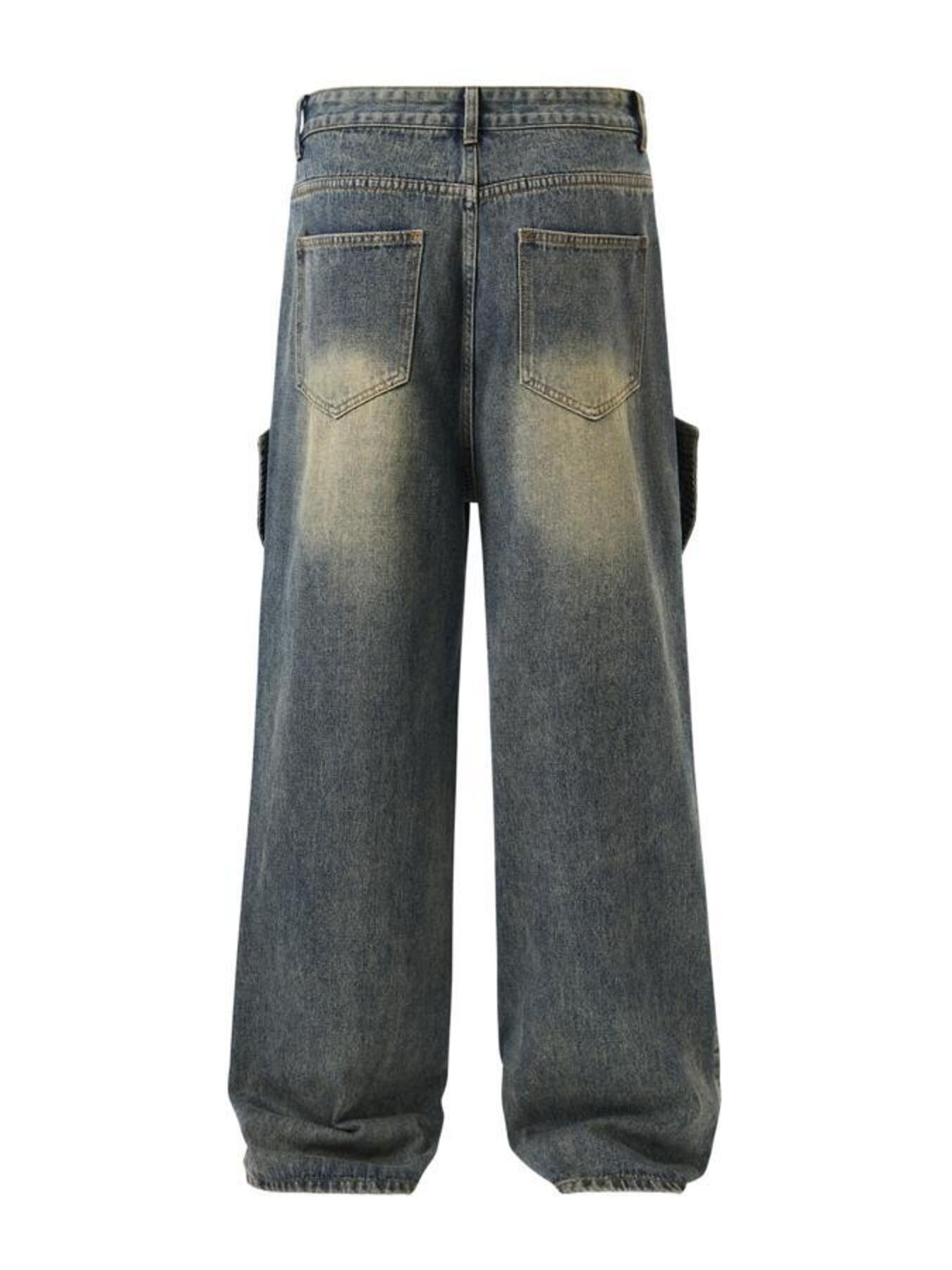 Men's Full Size Washed Cargo Wide Leg Jeans Plus Size