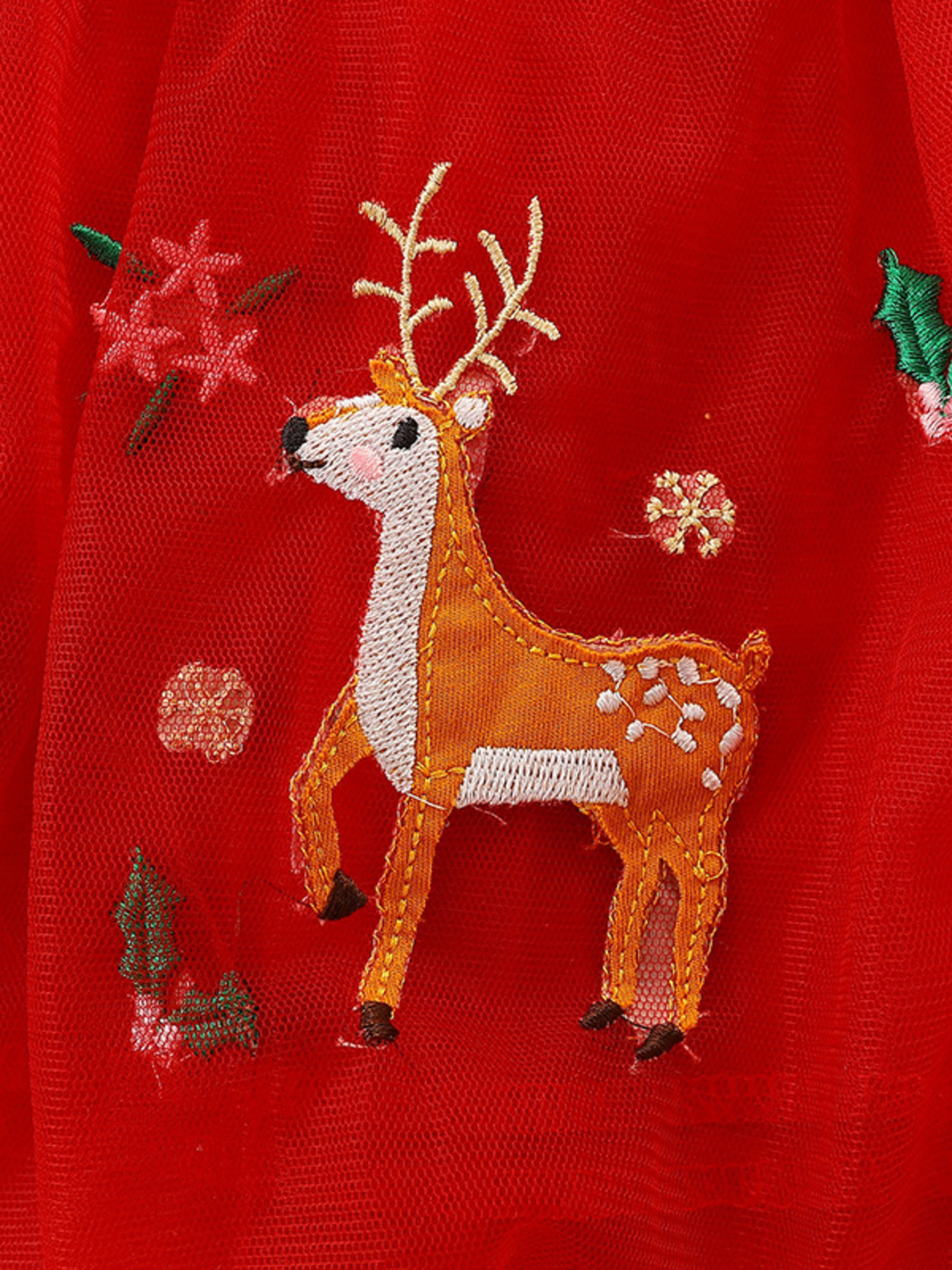 Children's Elk Embroidered Tulle Dress 3
