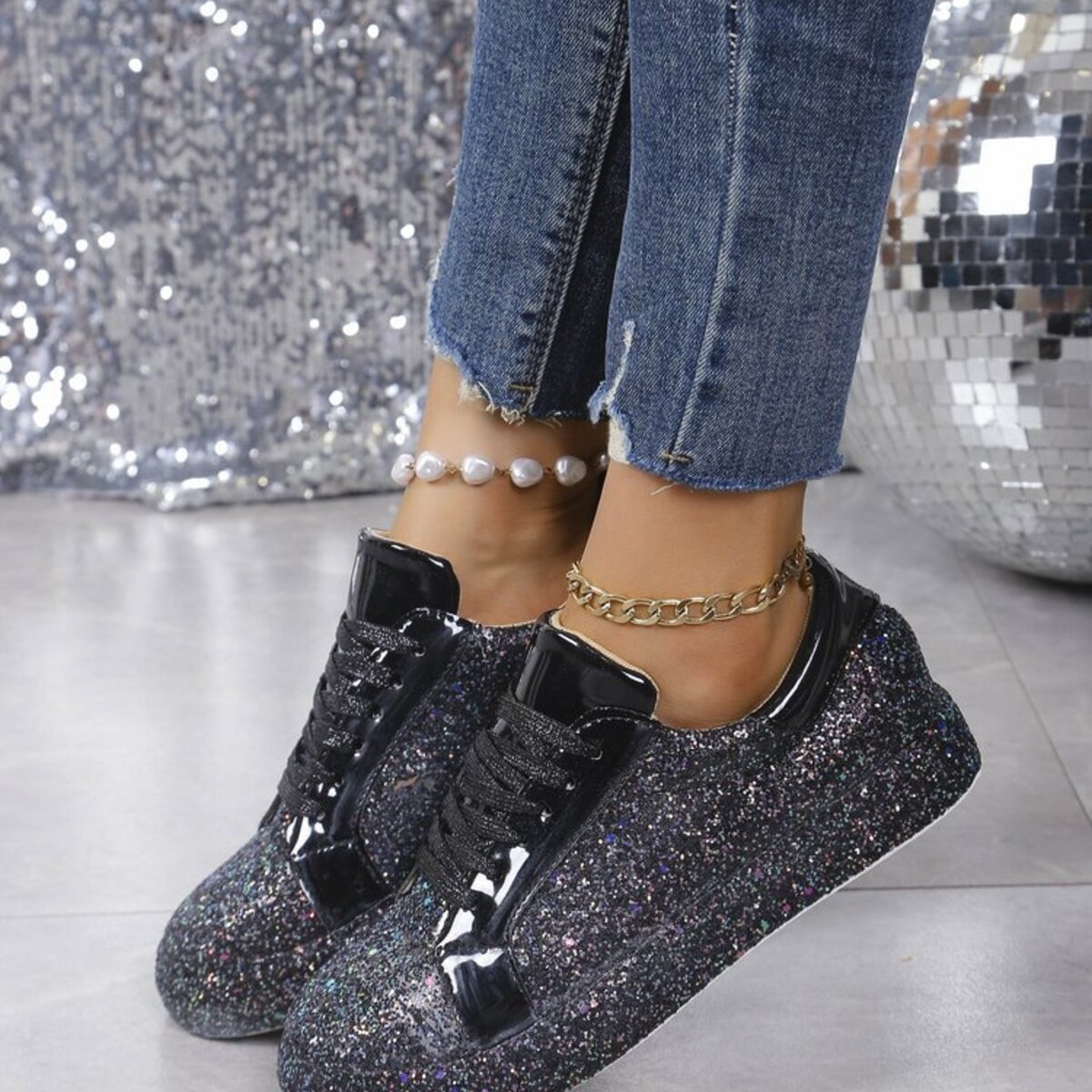 Sparkling Lace Up Sneakers