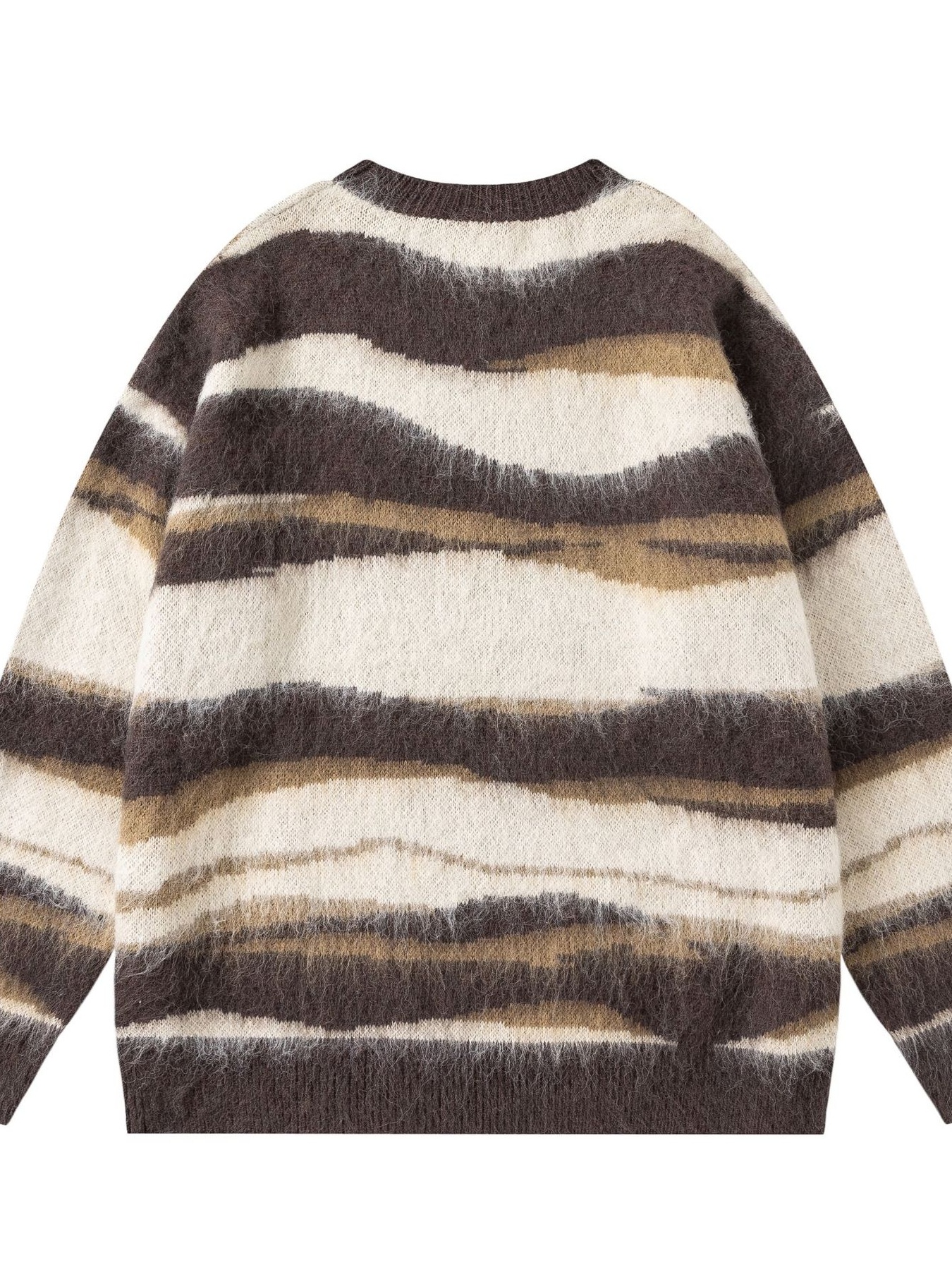 Men's Wave Striped Pattern Oversized Knit Sweater