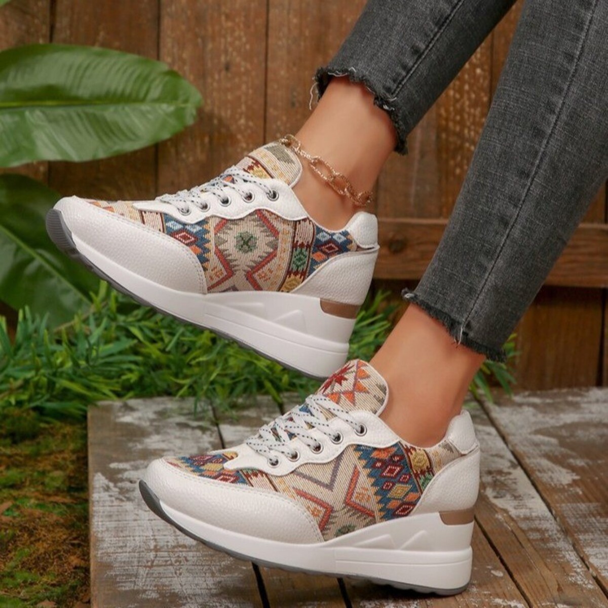 Lace Up Wedge Sneakers