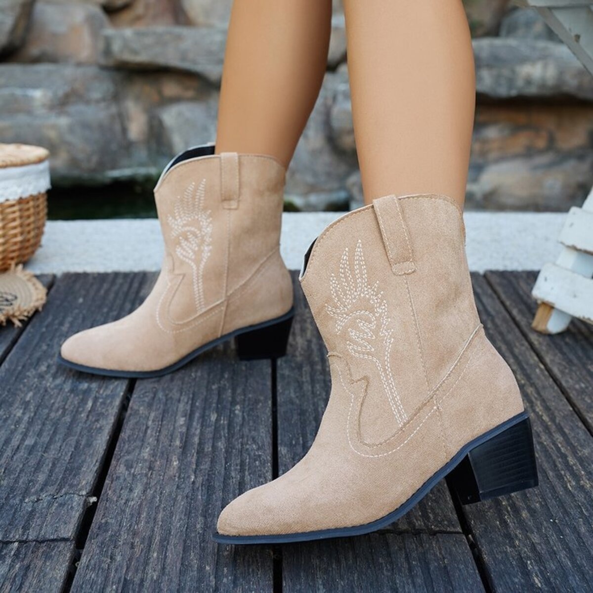 Point Toe Block Heels Boots