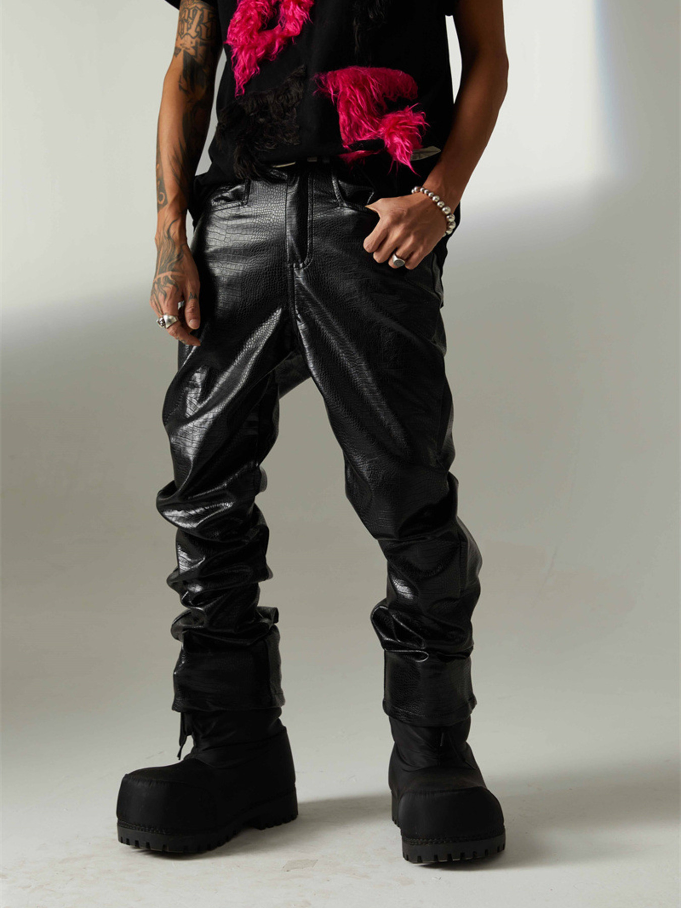 Men's Leather Loose Fit Pants