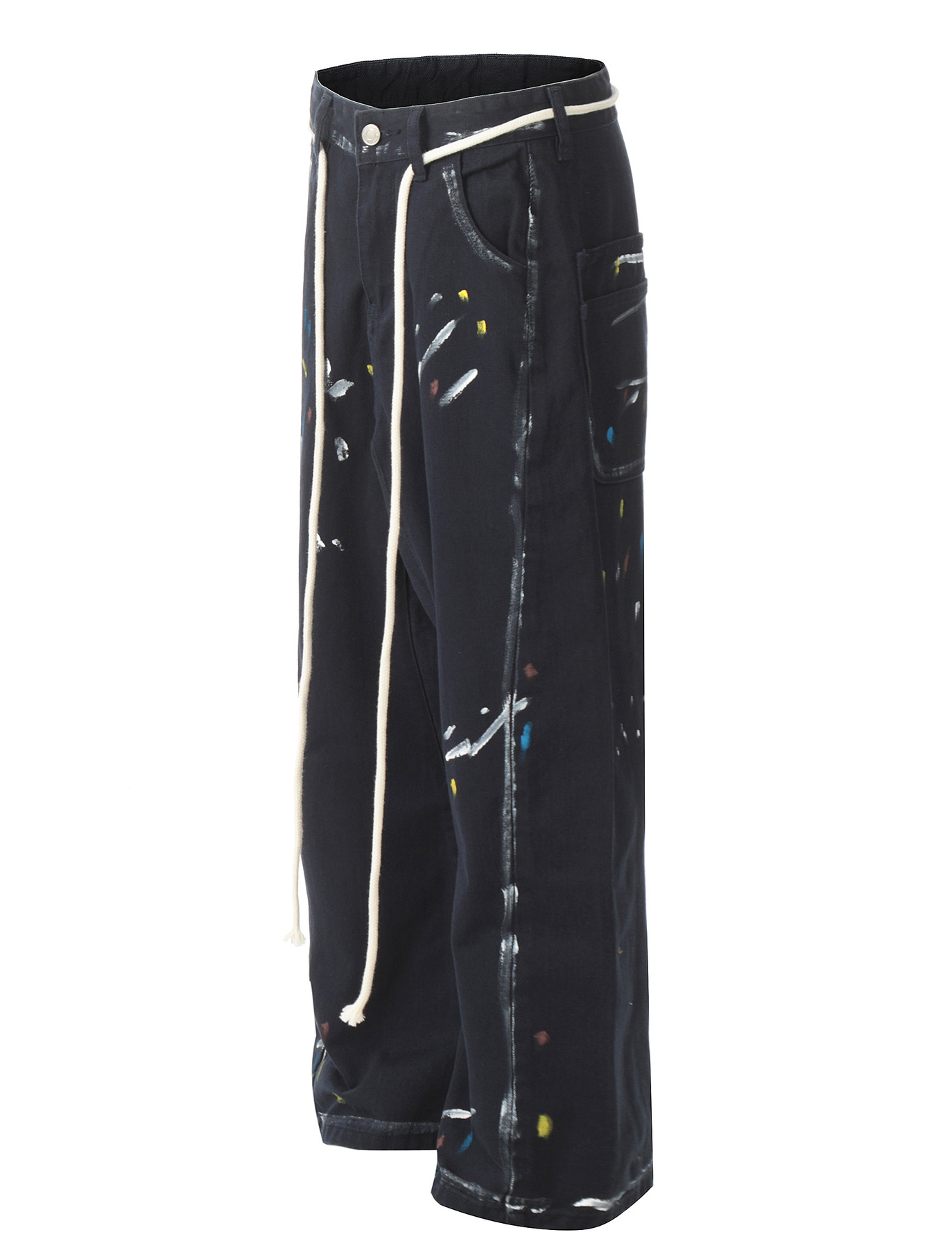 Men's Artistic Paint Splatter Wide Leg Baggy Jeans