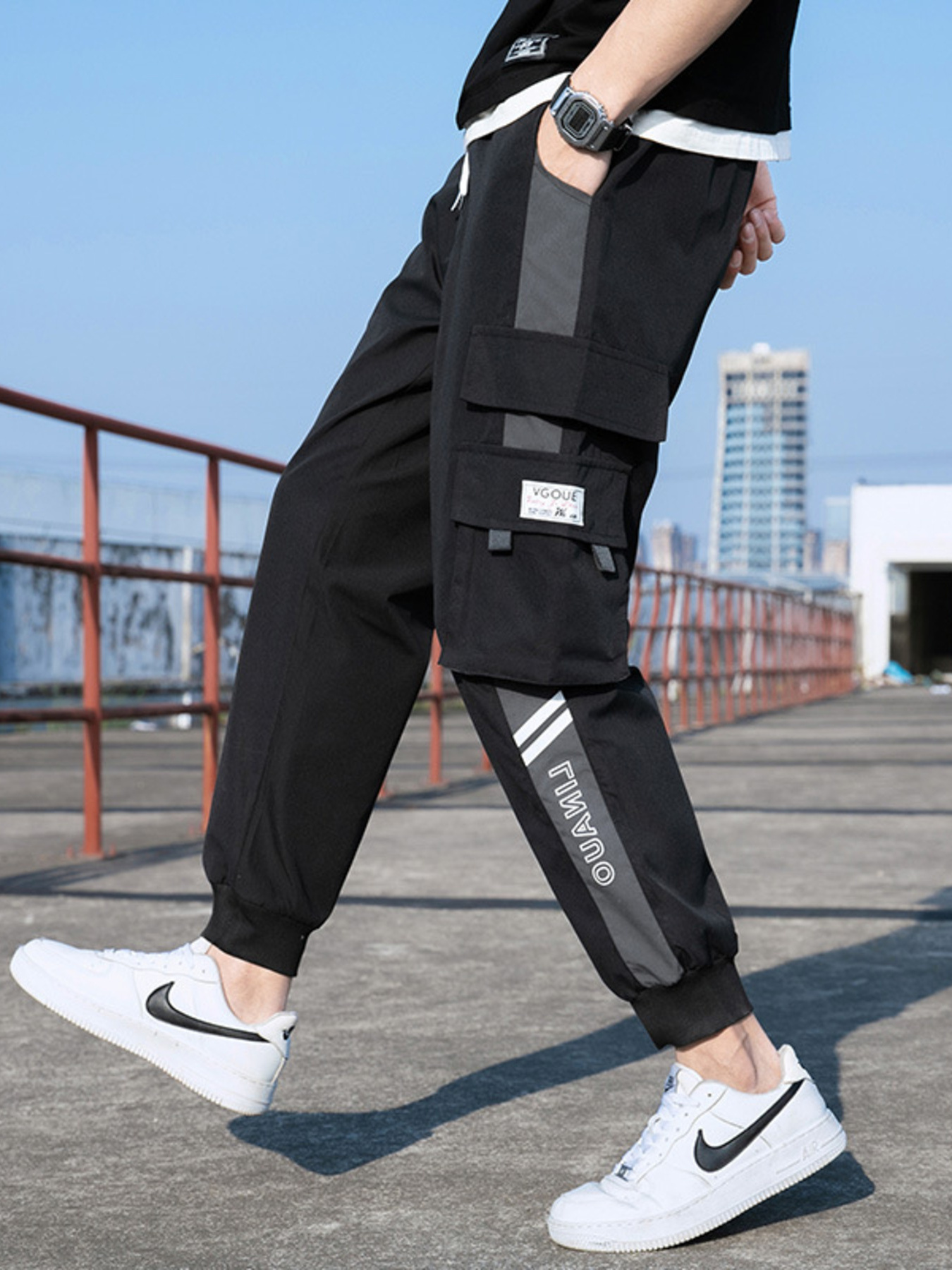 Men's Plus Size Casual Cargo Pants with Drawstring