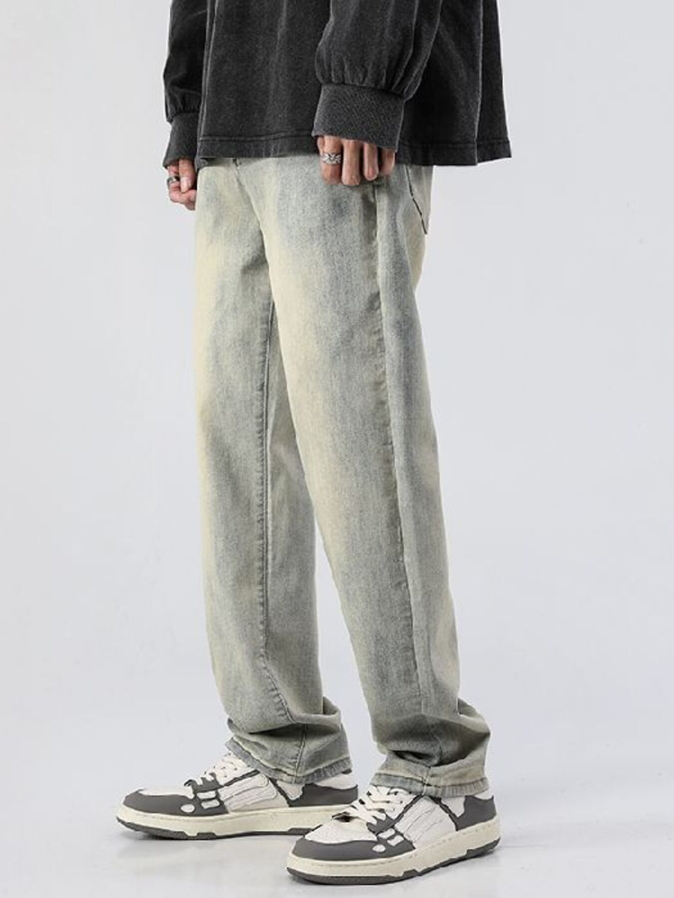 Men's Full Size Vintage Wash Loose Fit Jeans Plus Size