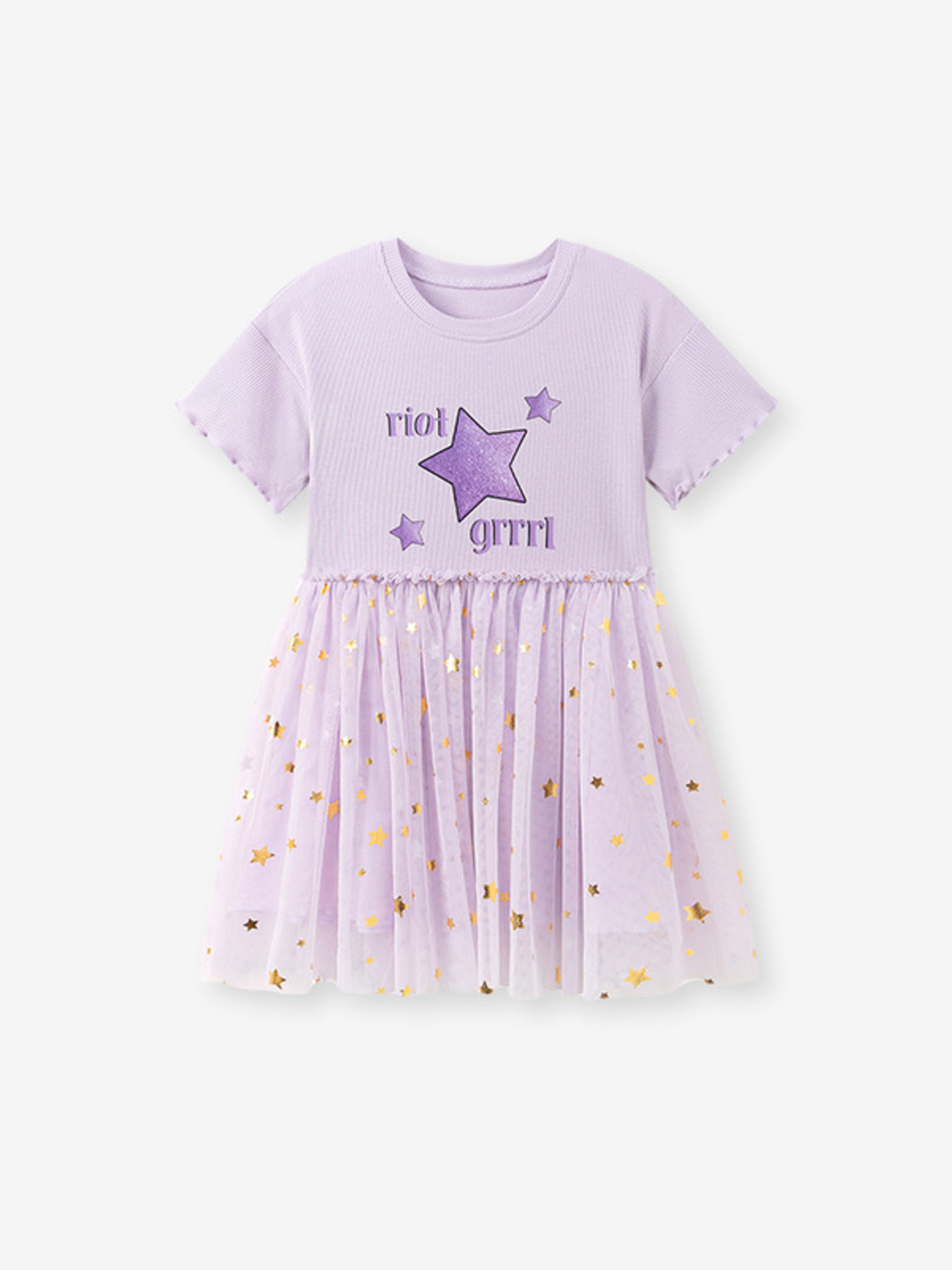 Children' s Star Round Neck Tulle Dress