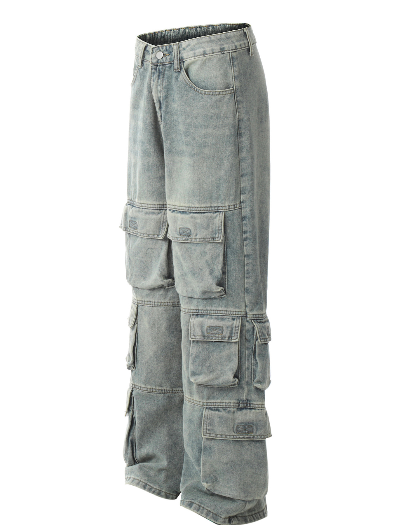 Men's Wash Wide Leg Cargo Jeans