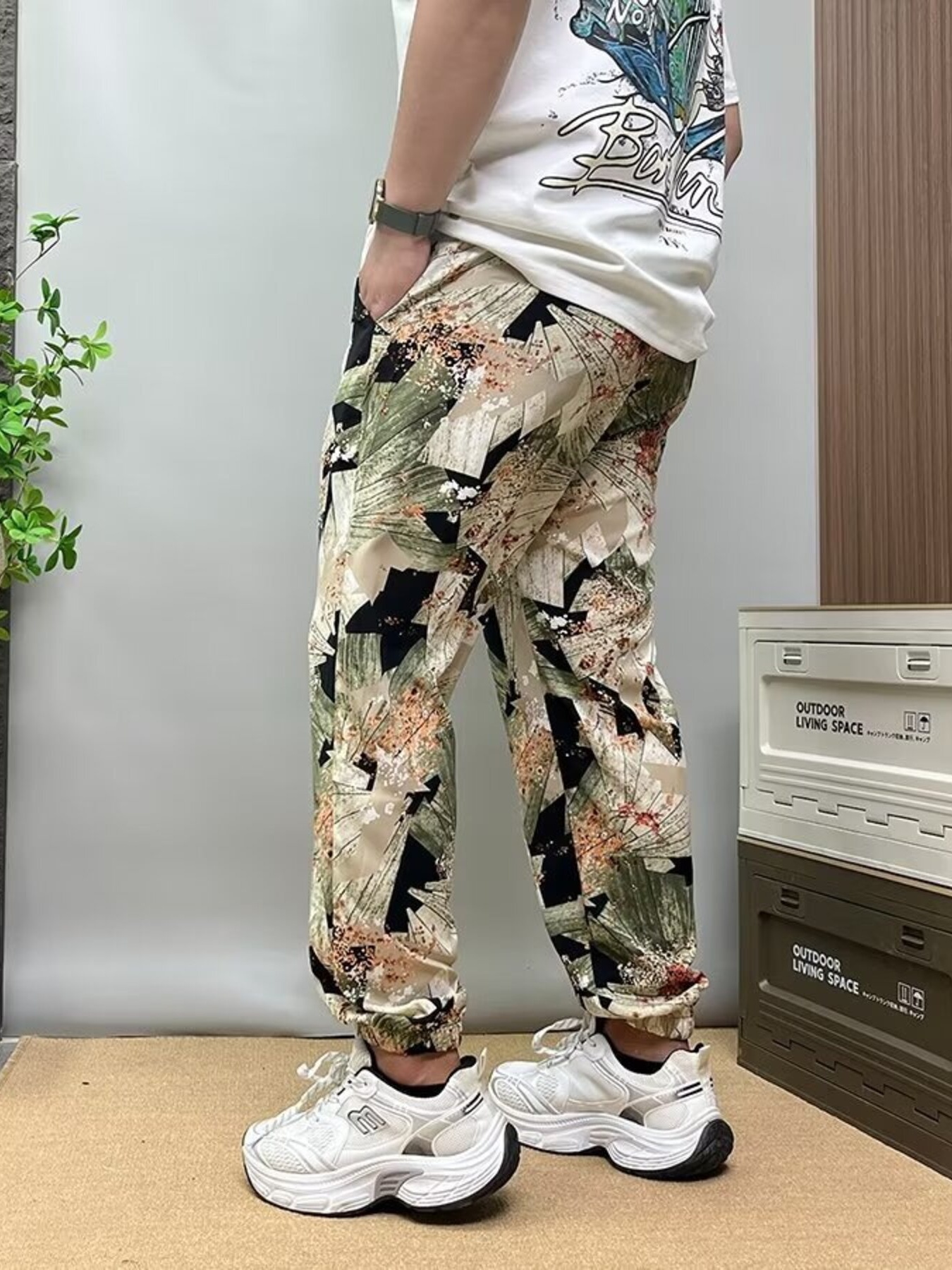 Men's Plus Size Drawstring Printed Joggers