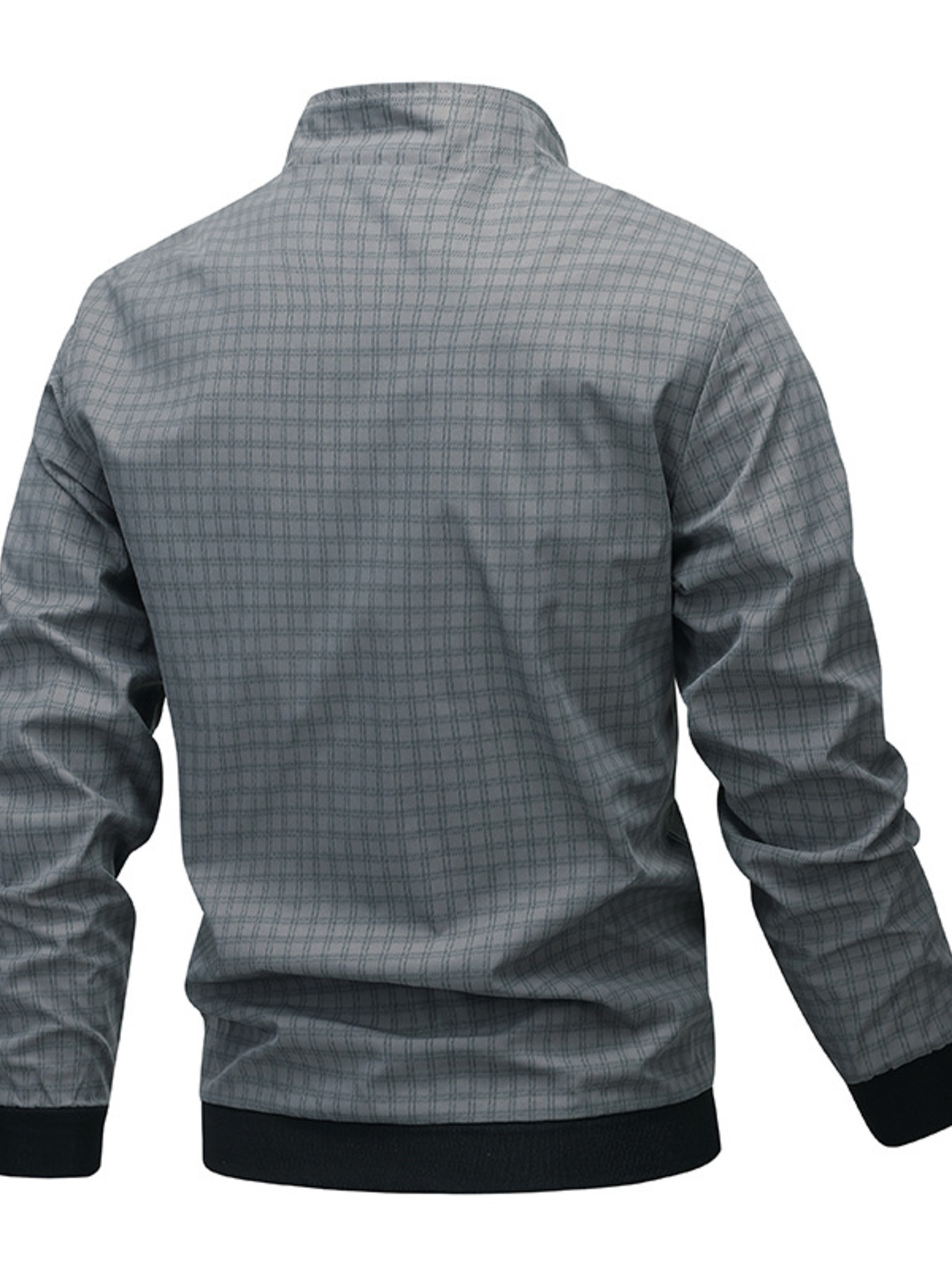 Men's Plus Size Plaid Lightweight Zip-Up Jacket