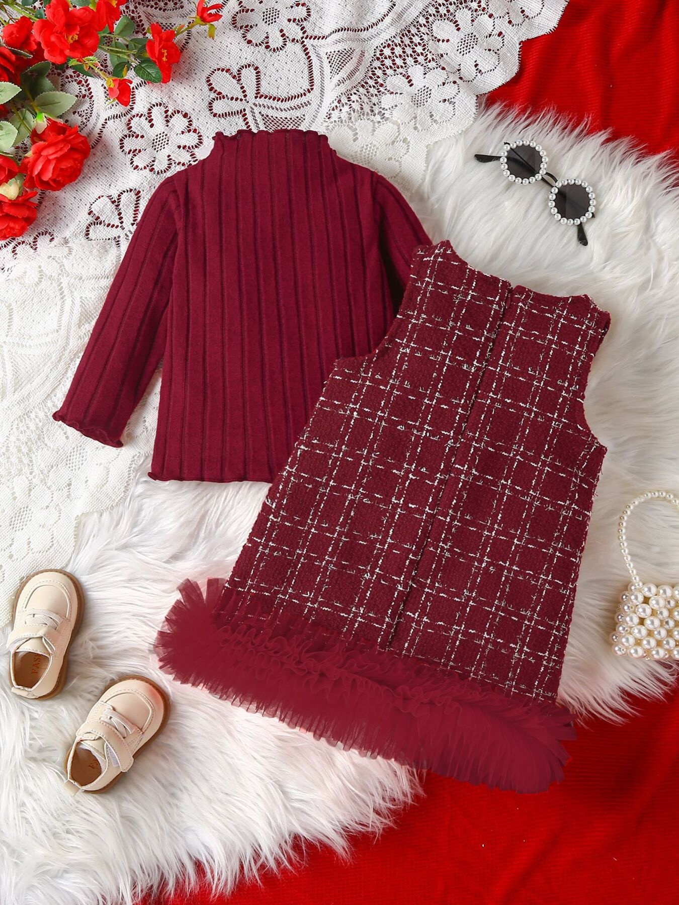 Children's Ribbed Knit Top and Dress Set