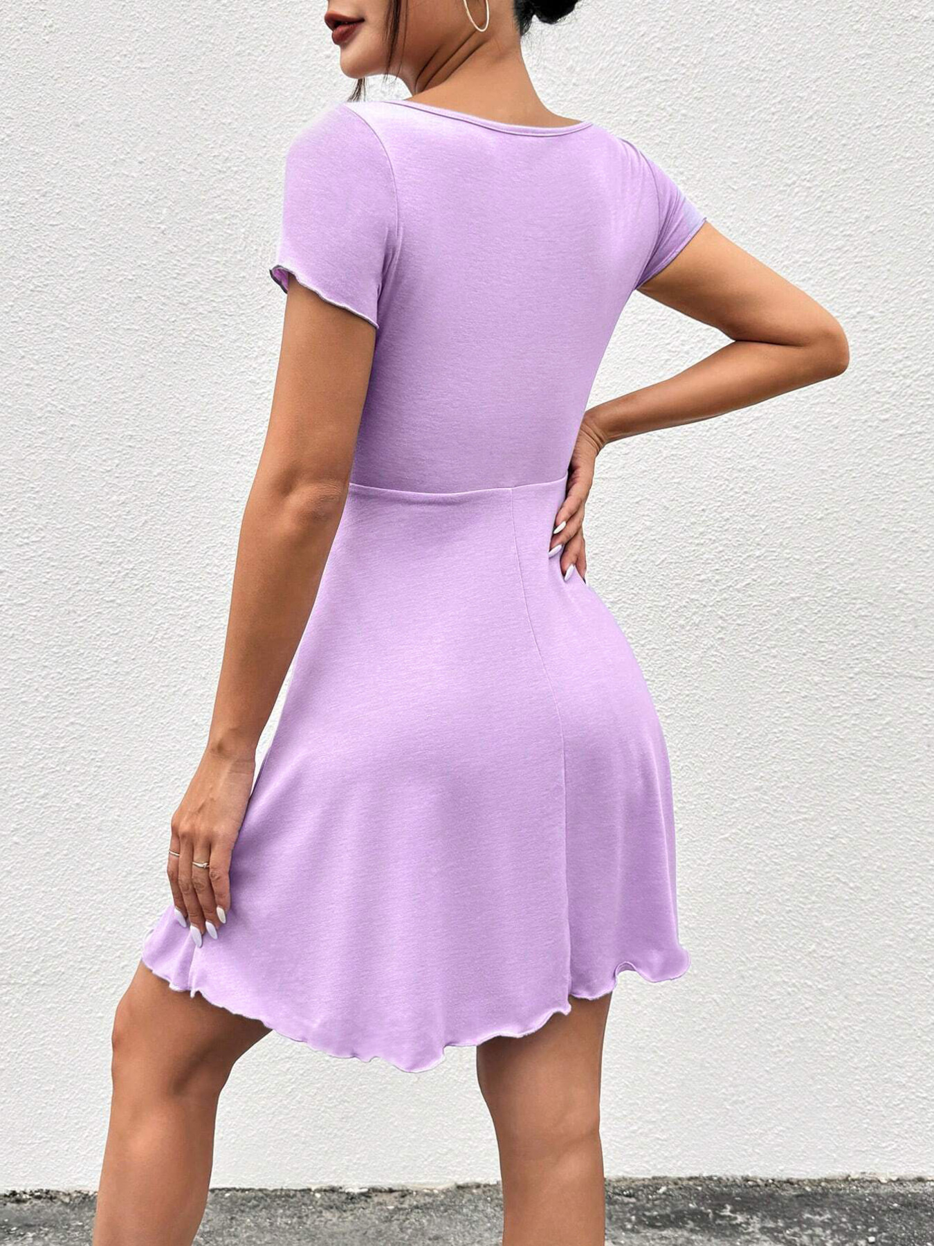 Drawstring Short Sleeve Mini Dress