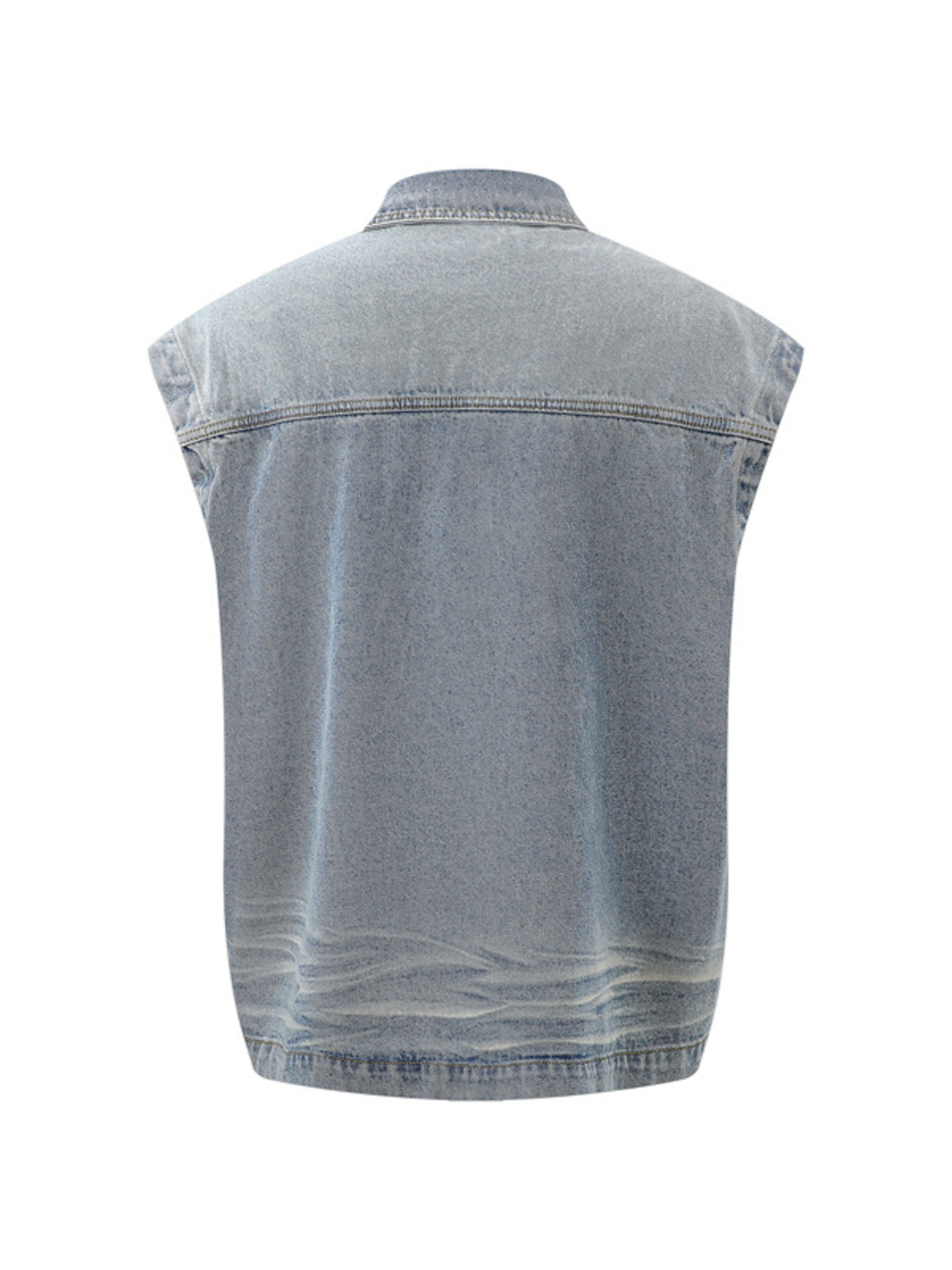 Men's Plus Size Sleeveless Vintage Washed Denim Jacket