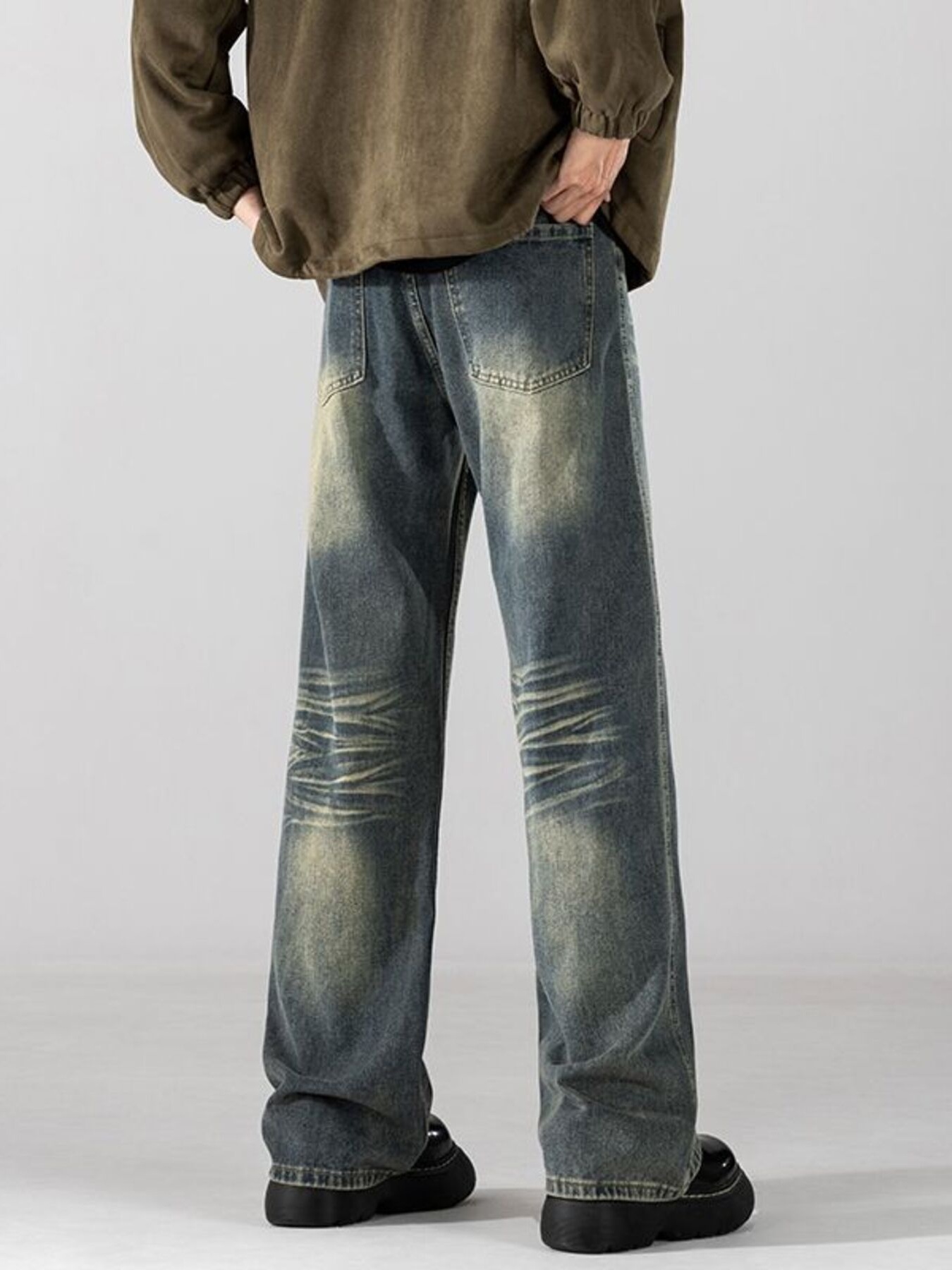 Men's Full Size Wide Leg Washed Jeans Plus Size