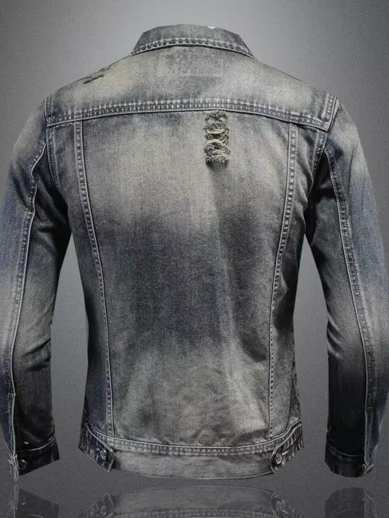 Men's Plus Size Button Up Long Sleeve Denim Jacket