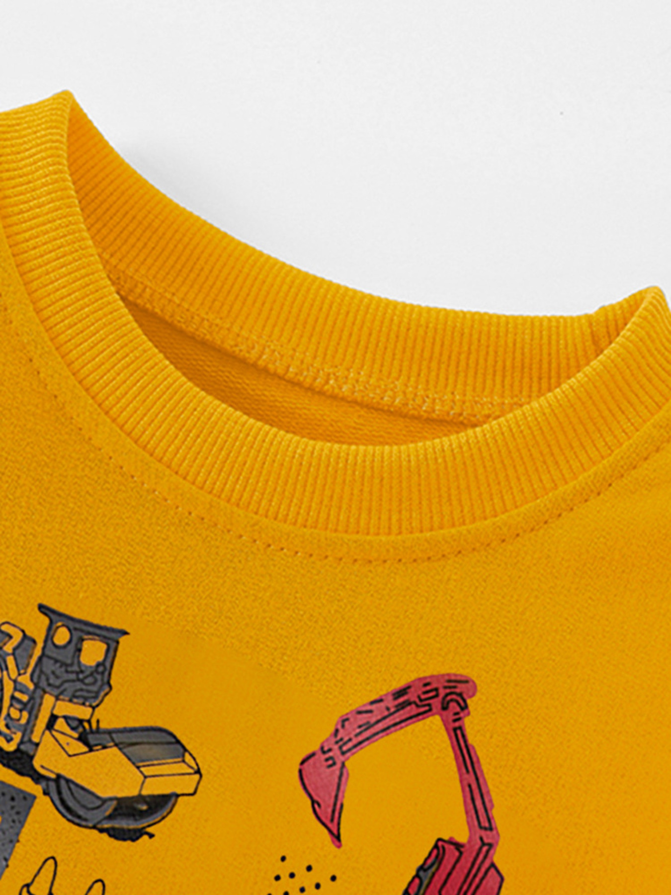 Children's Cartoon Construction Vehicle Crew Neck Sweatshirt