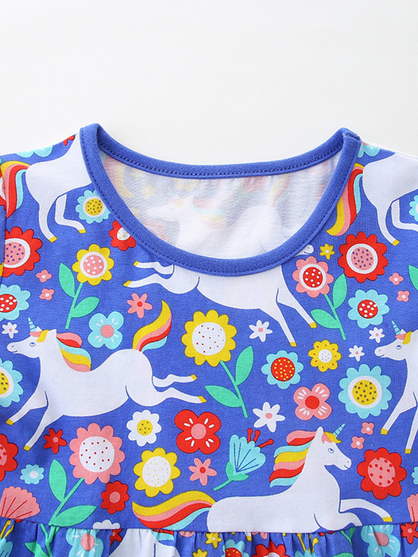Children's Unicorn Floral Print Short Sleeve Dress 2
