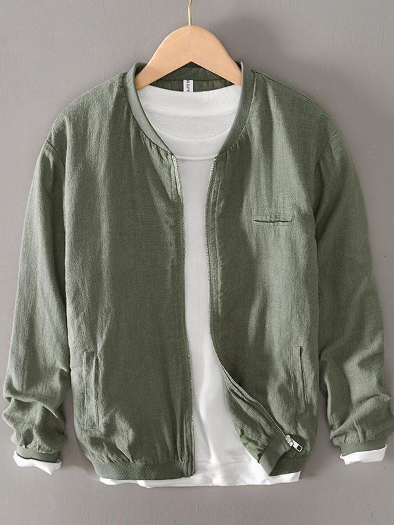 Men's Plus Size Zip Up Long Sleeve Jacket