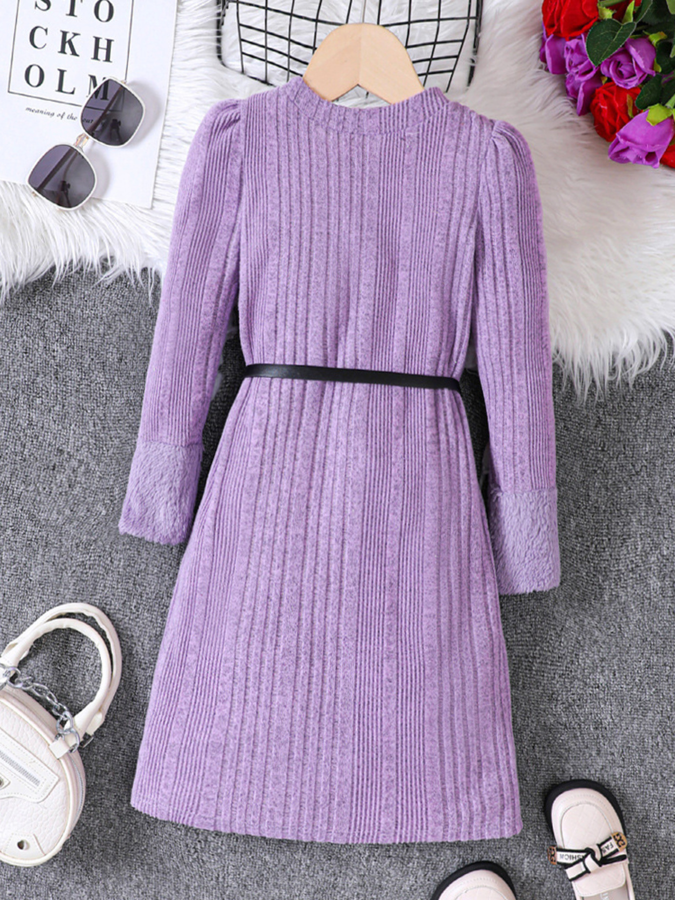 Children's Ribbed Knit Long Sleeve Dress