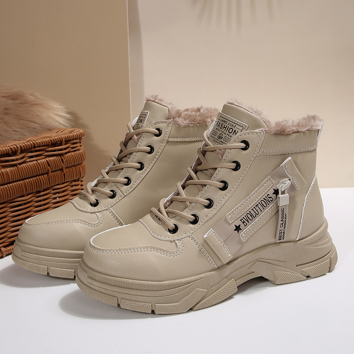 Premium Lace-Up Combat Boots with Fleece Line