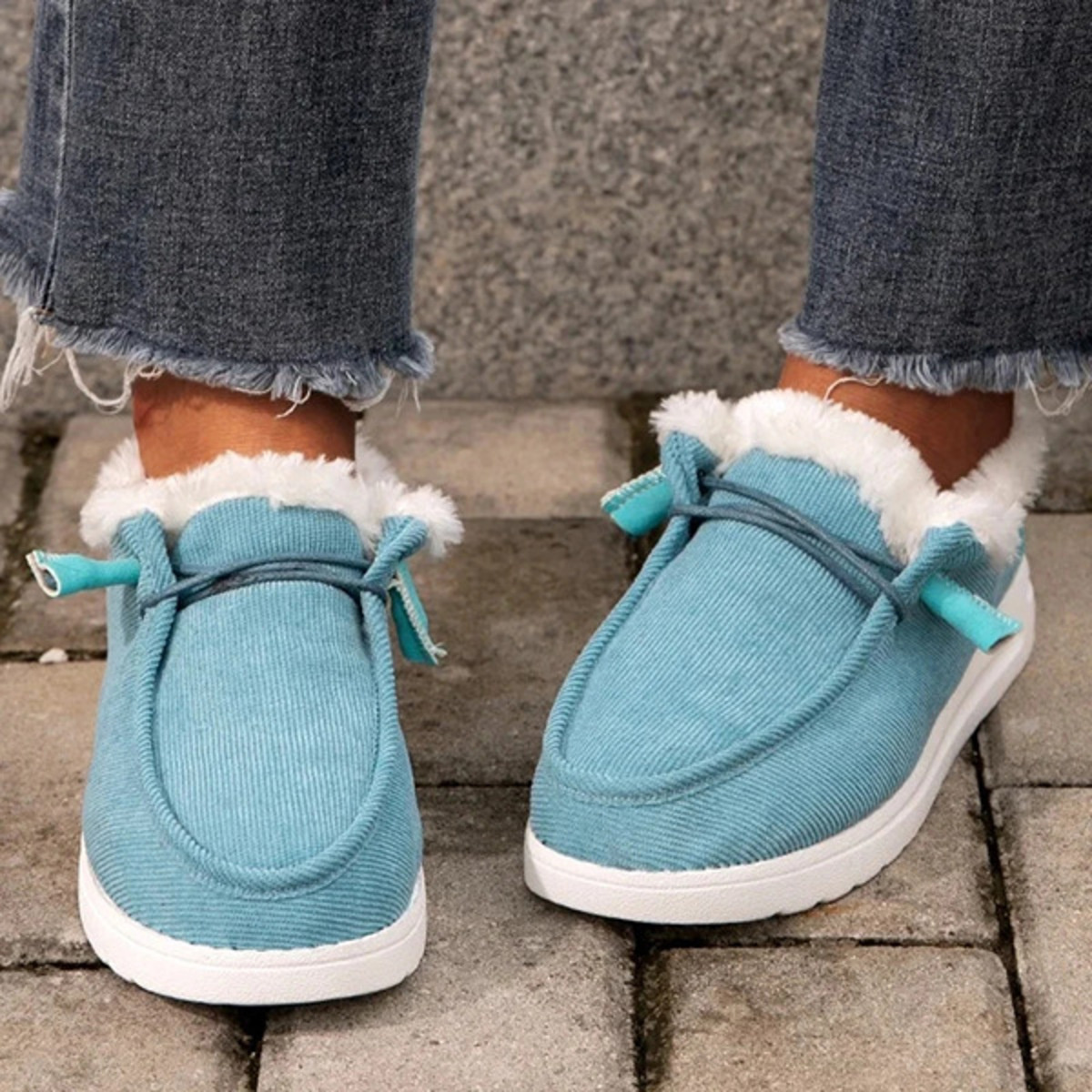Fuzzy Lined Corduroy Slip-Ons