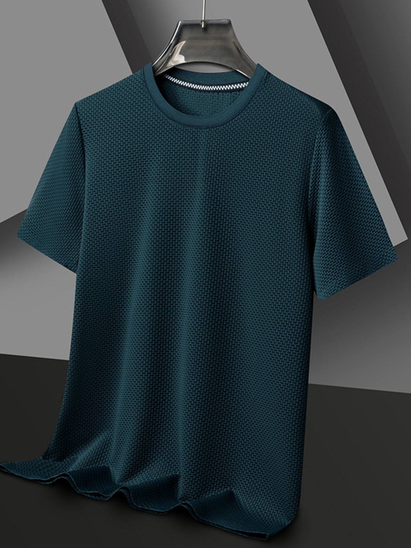 Men's Plus Size Breathable Texture Short Sleeve T-Shirt