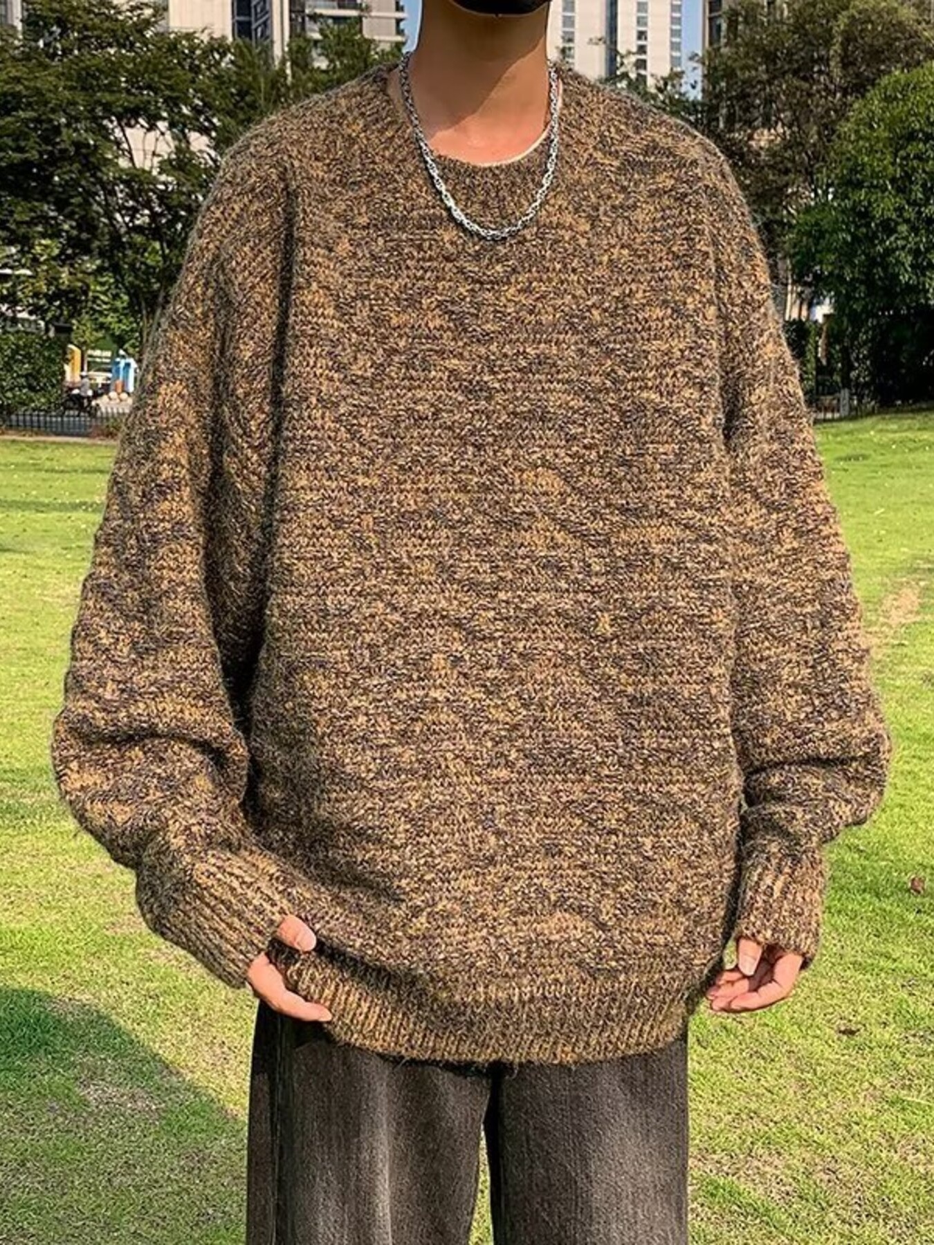 Men's Textured Knit Pullover Sweater