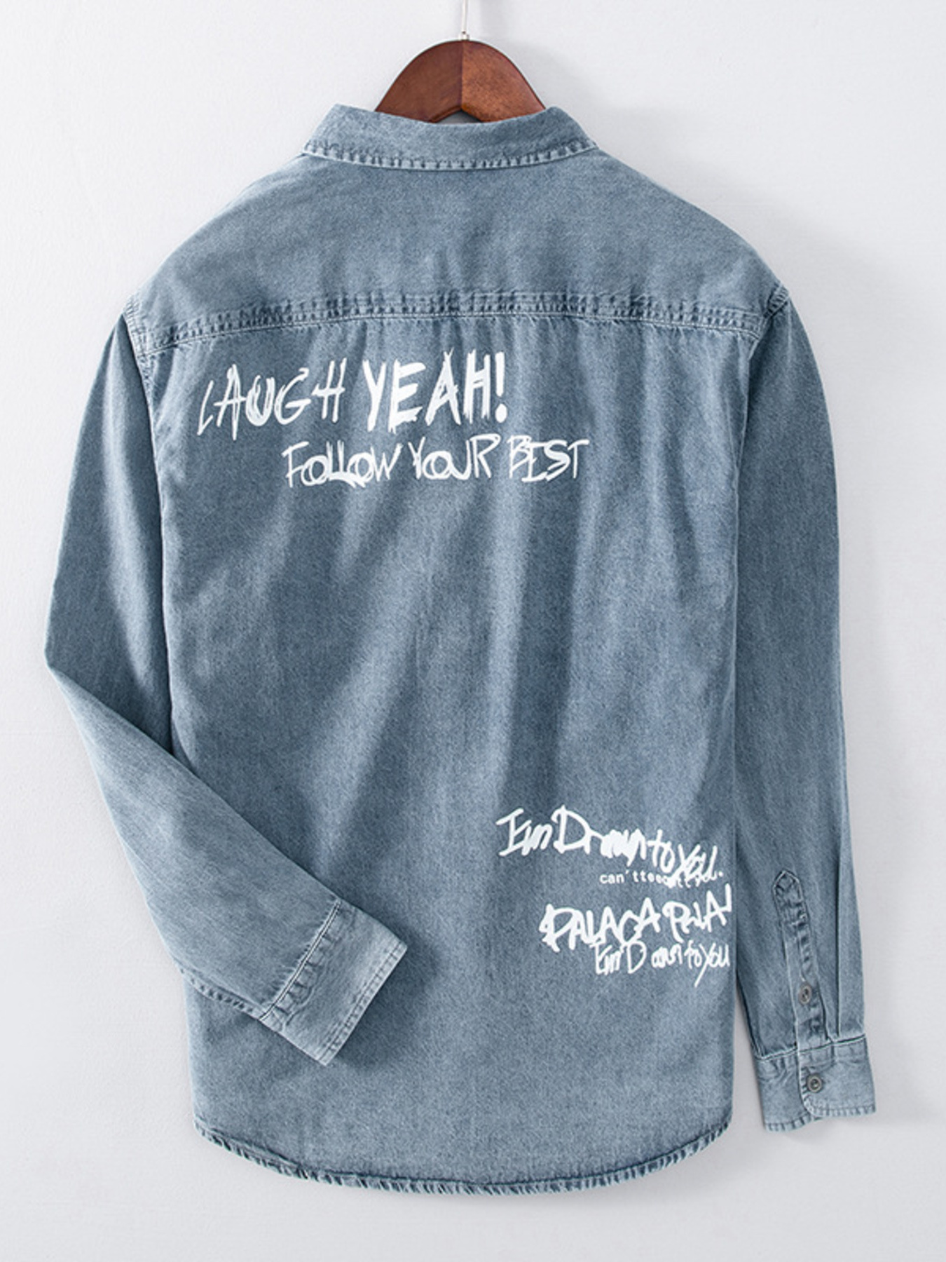 Men's Plus Size Letter Graphic Denim Shirt