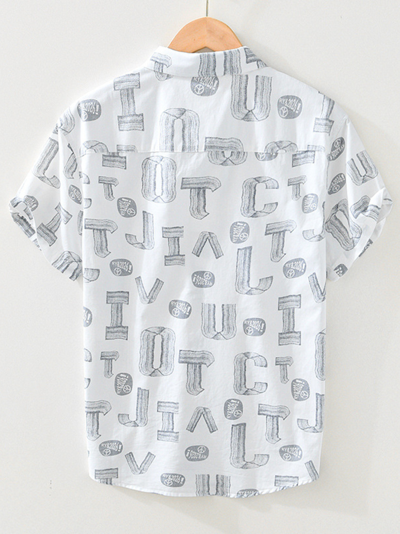 Men's Plus Size Printed Button Up Short Sleeve Shirt