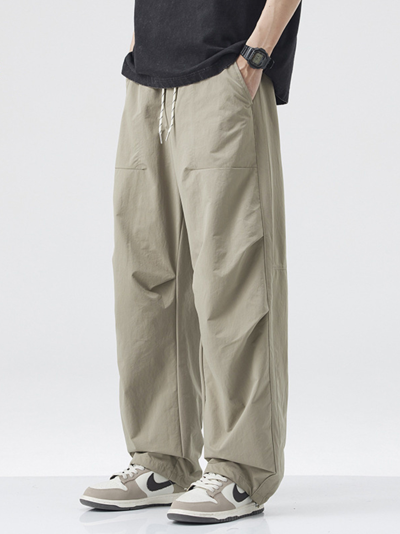 Men's Loose-Fit Drawstring Wide Leg Pants