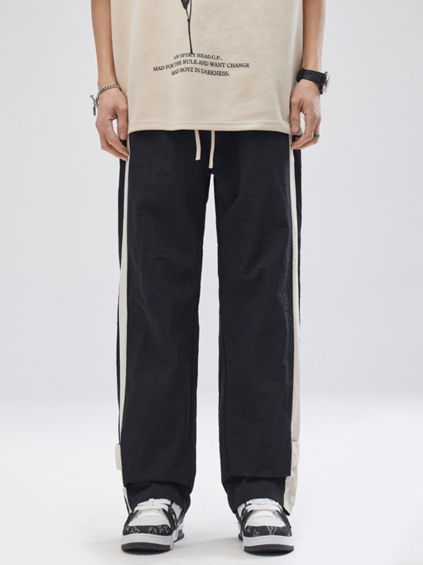 Men's Full Size Side Striped Wide Leg Pants Plus Size