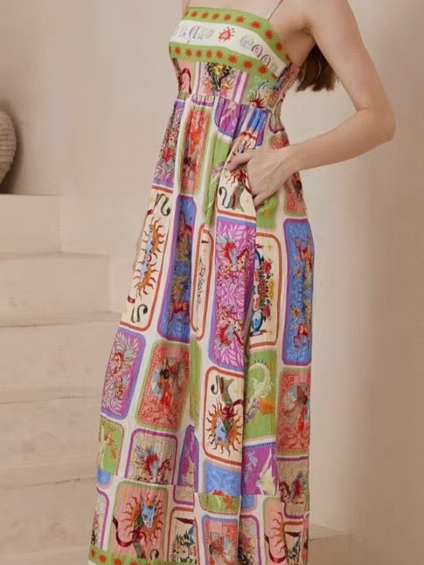 Printed Square Neck Cami Dress