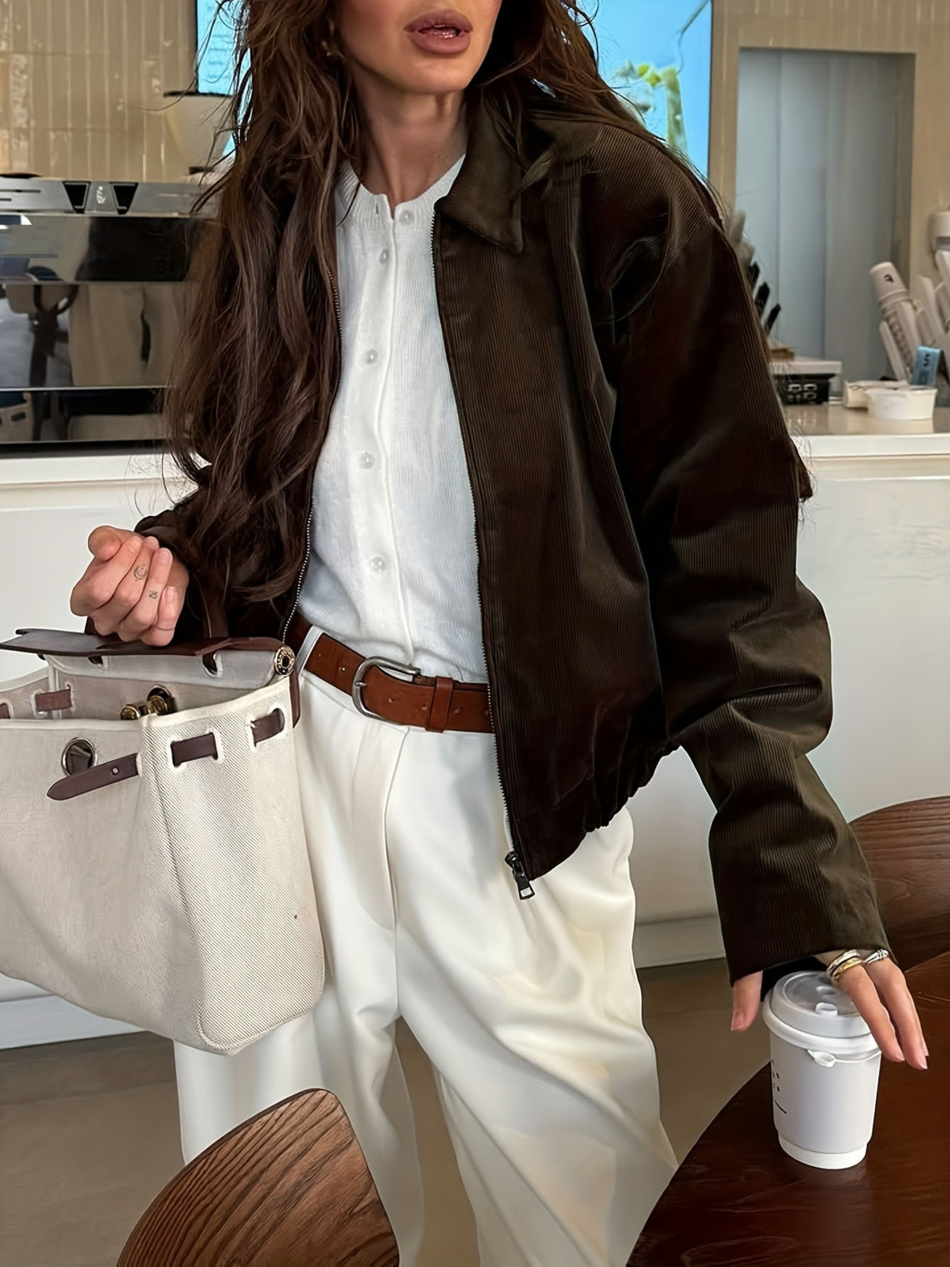 Vintage Corduroy Zip Up Relaxed Fit Jacket