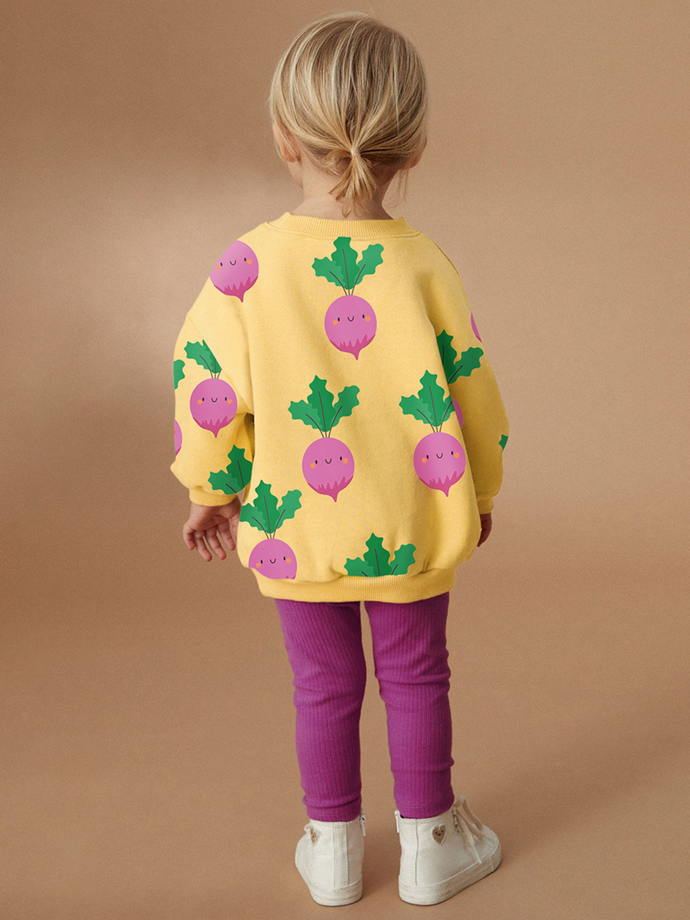 Children's Radish Print Sweatshirt and Leggings Set