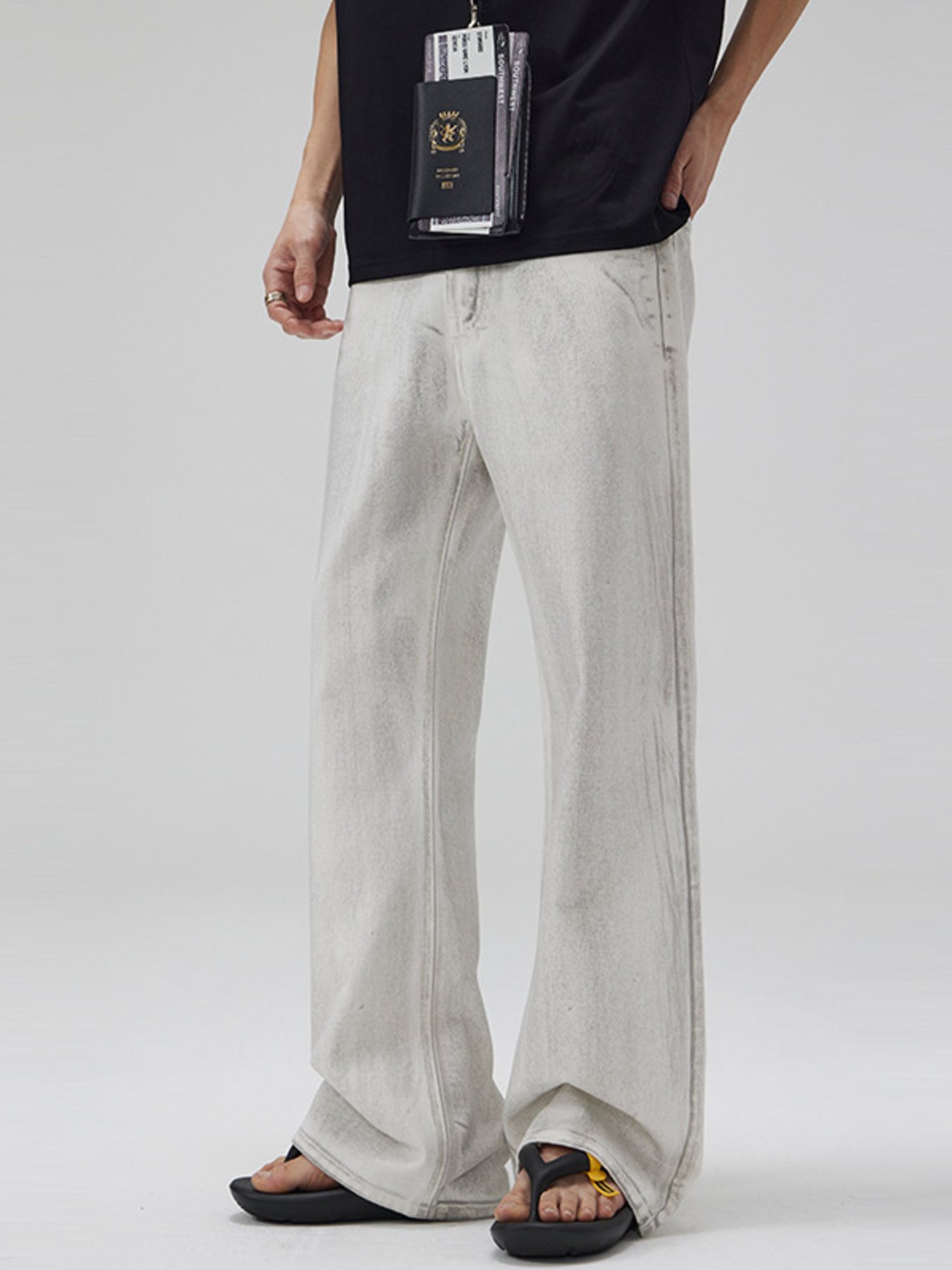 Men's Full Size Wash Wide Leg Jeans Plus Size