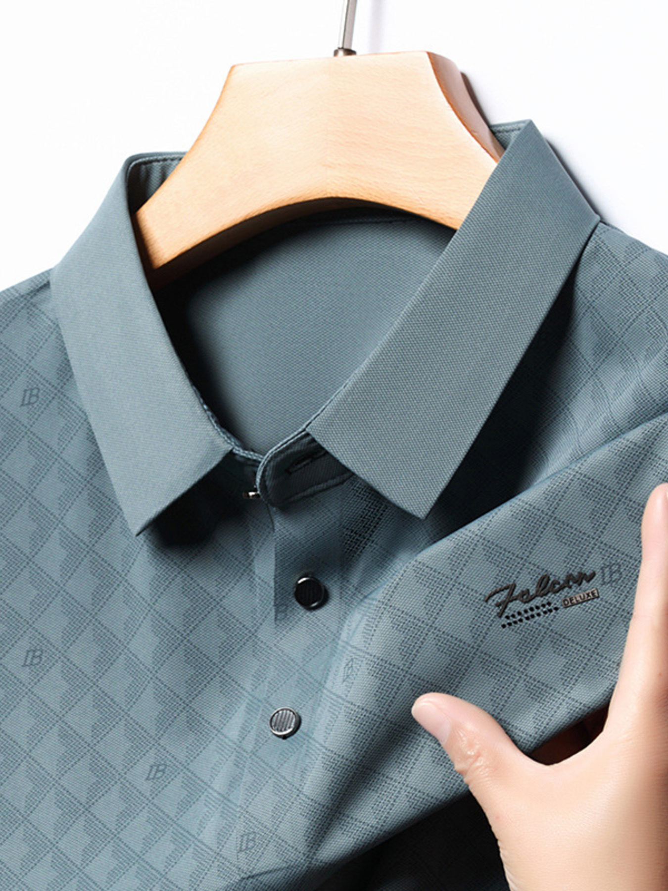 Men's Plus Size Diamond Pattern Textured Polo Shirt