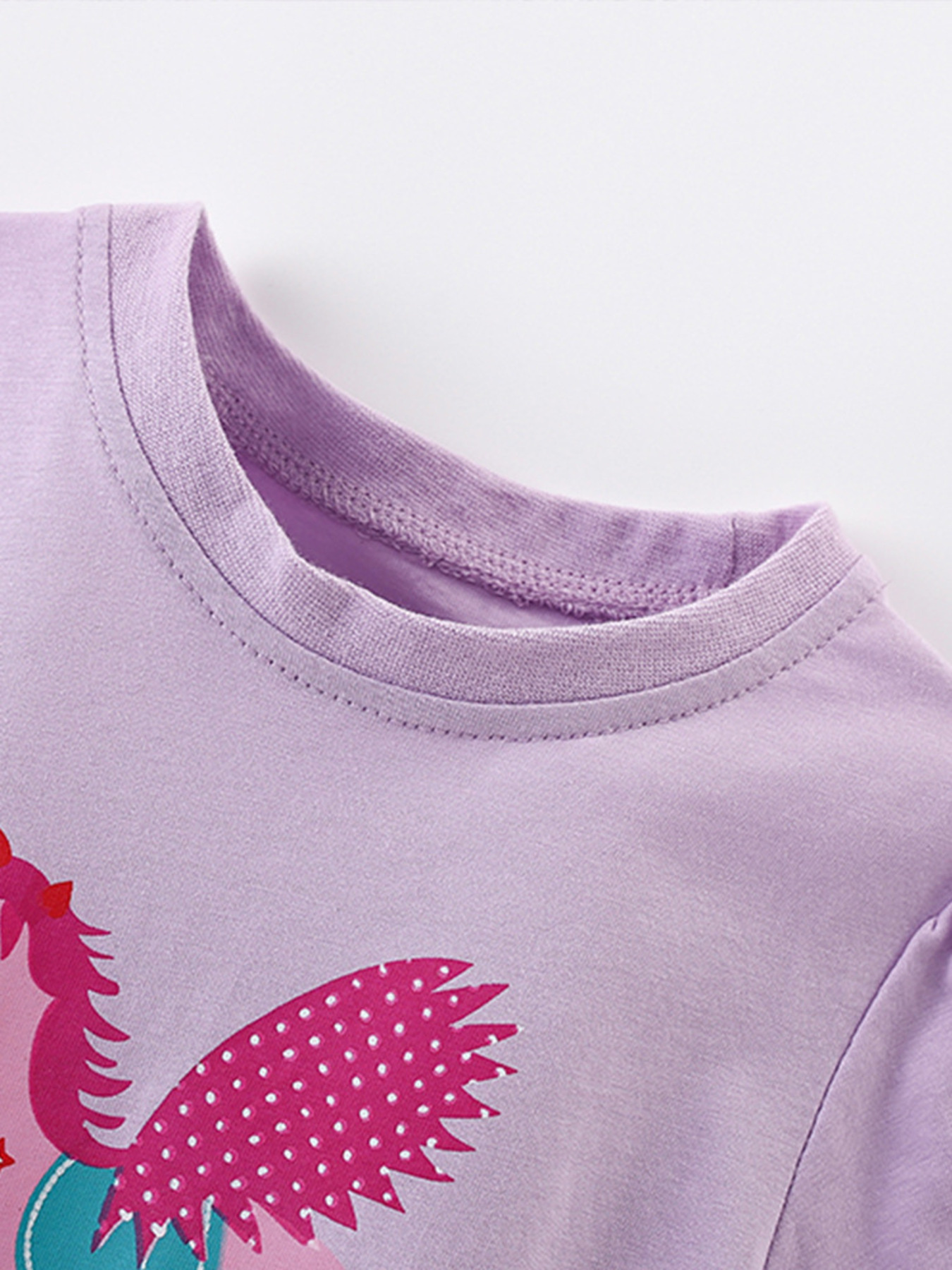 Children's Cute Cartoon Horse Graphic Top with Ruffle Hem