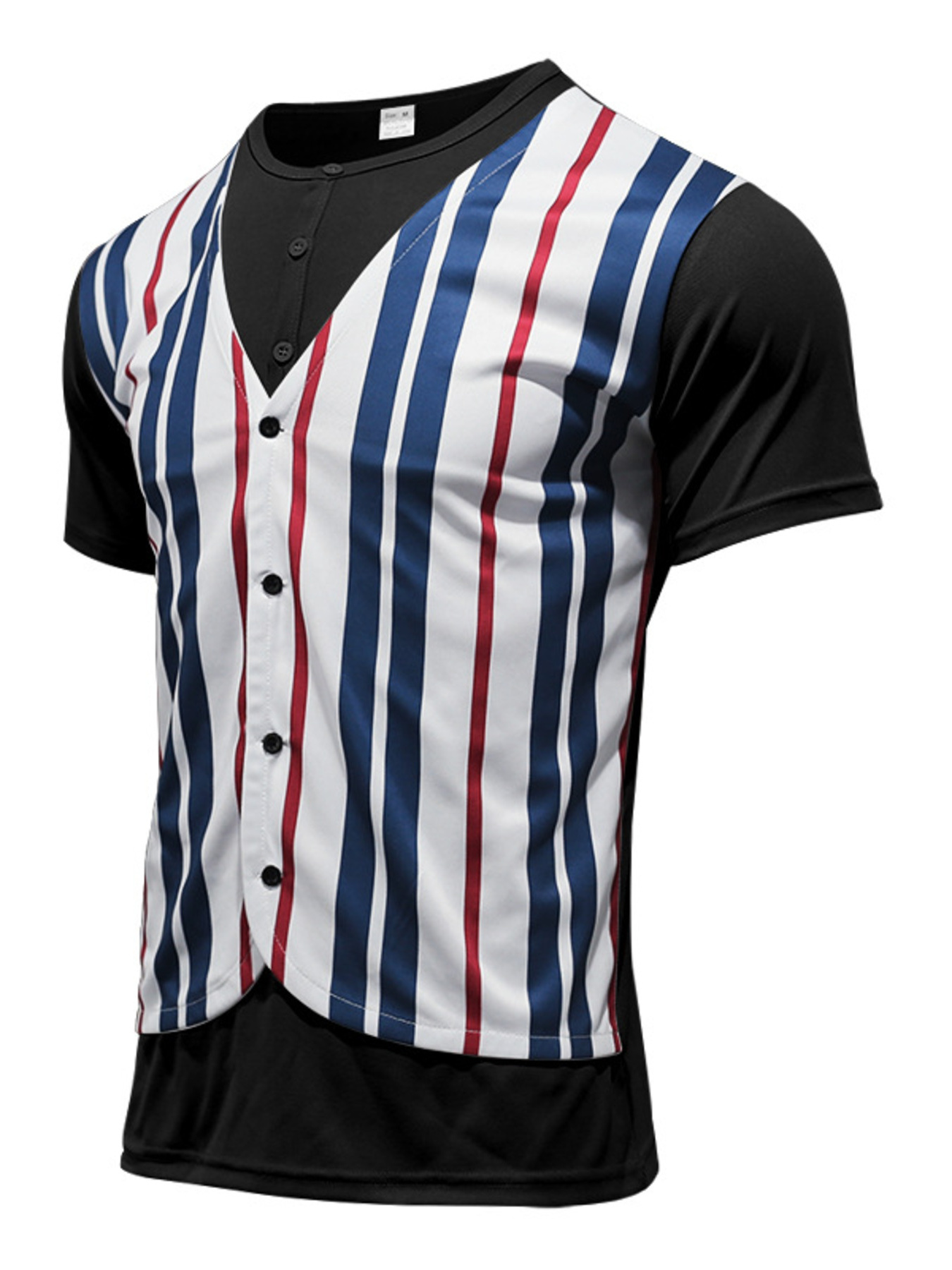 Men's Full Size Striped Short Sleeve T-Shirt Plus Size