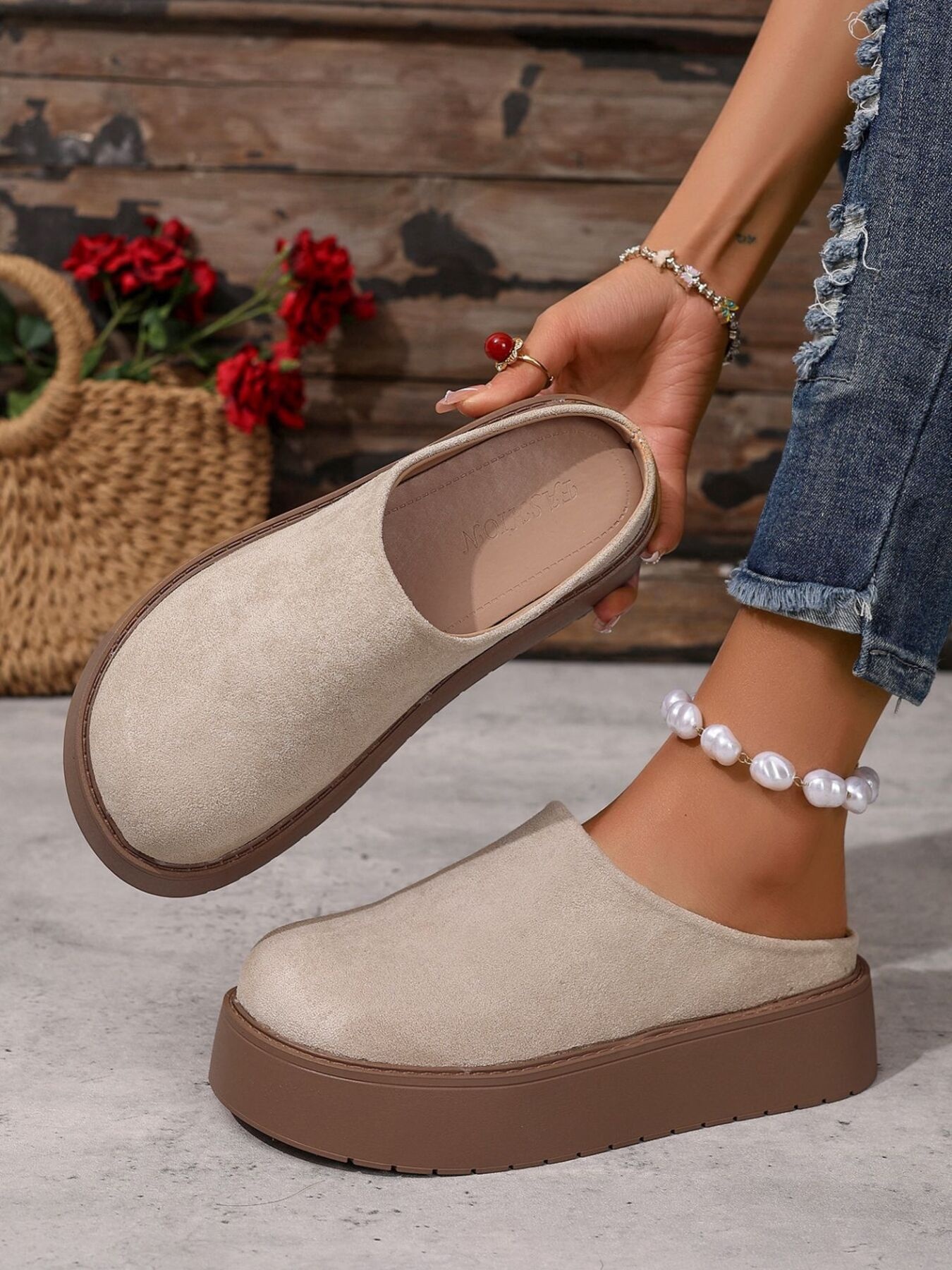 Platform Suede Slip-Ons