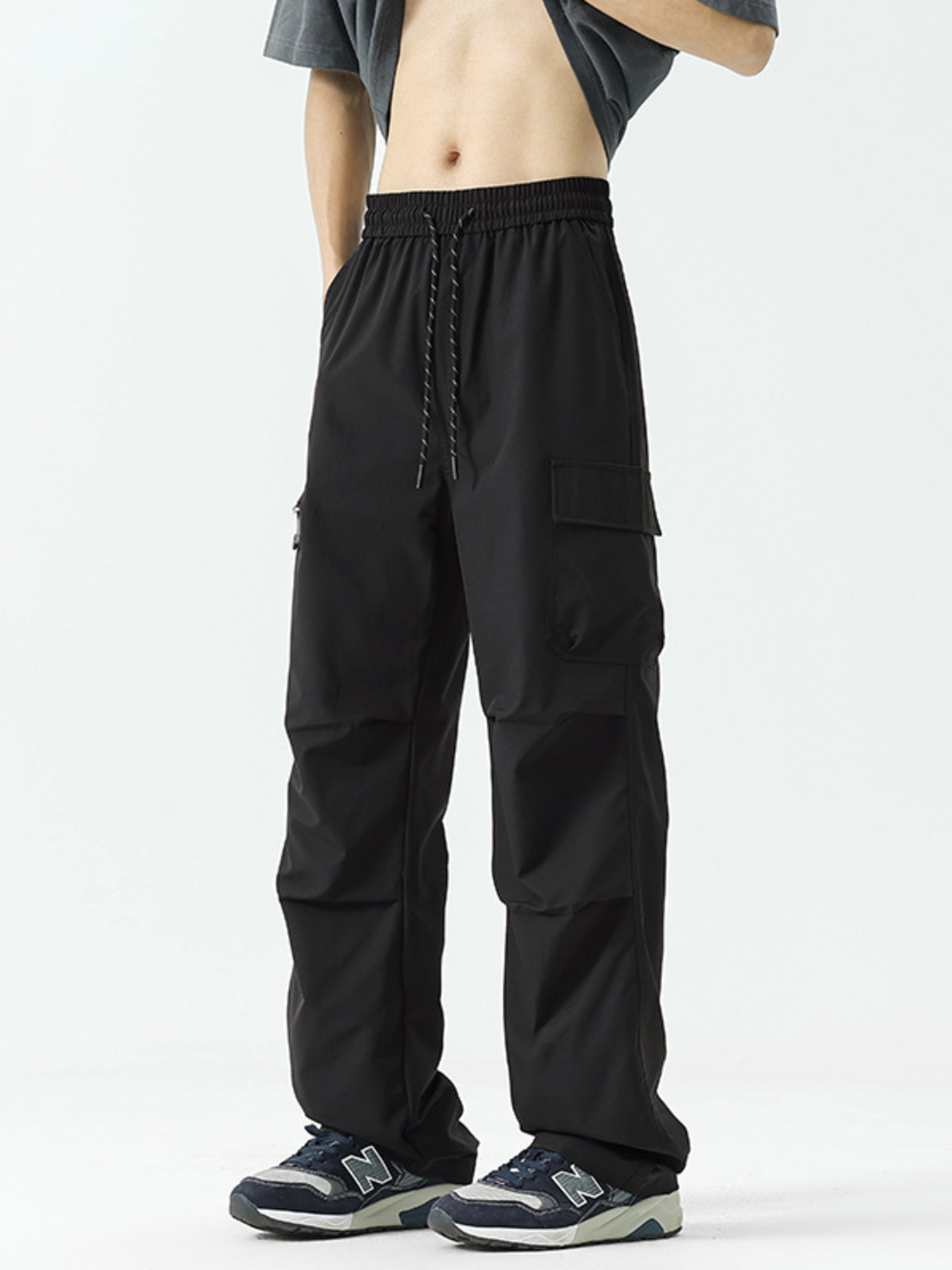 Men's Plus Size Drawstring Wide Leg Pants
