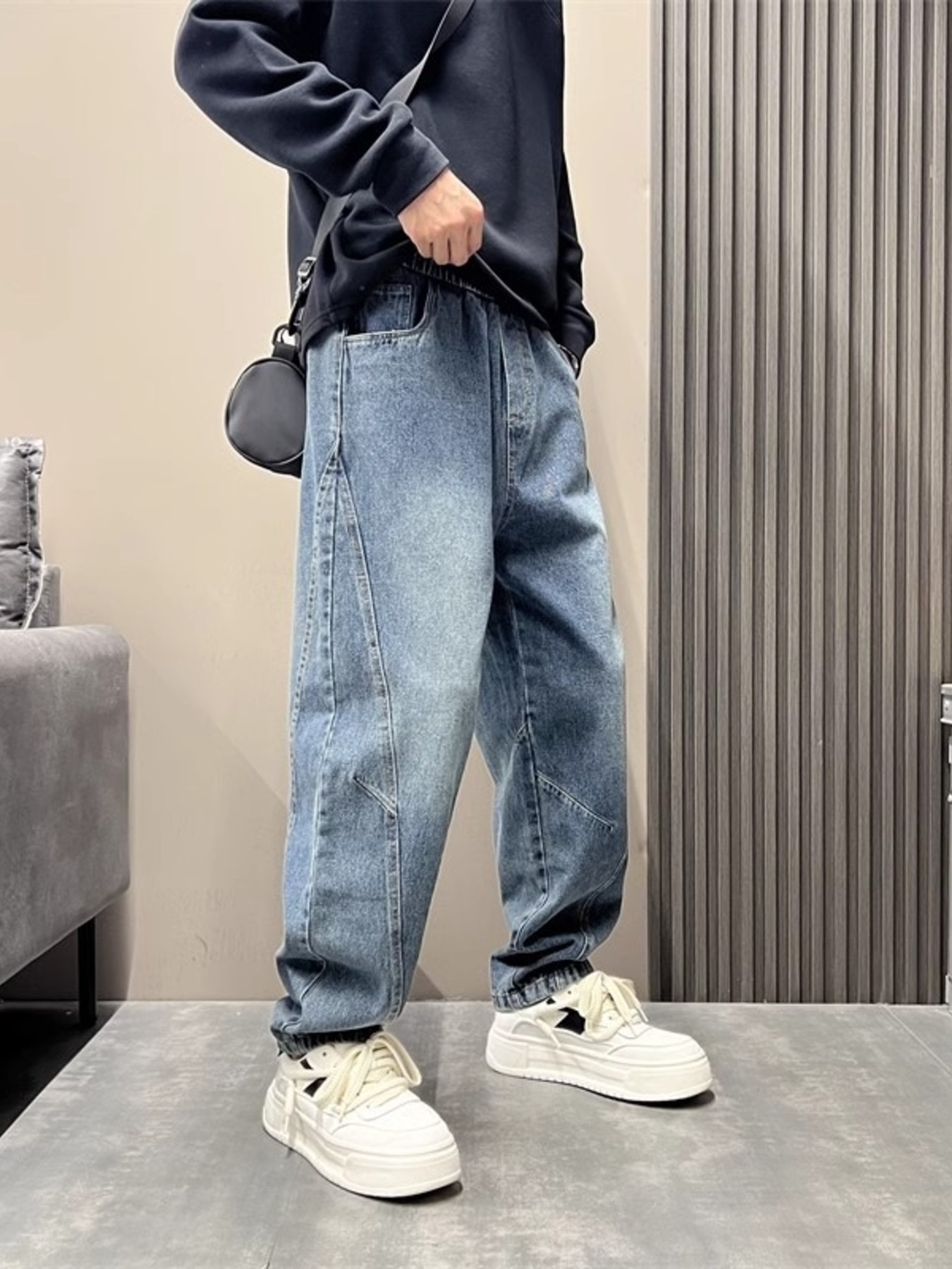 Men's Full Size Wash Loose Fit Jeans Plus Size