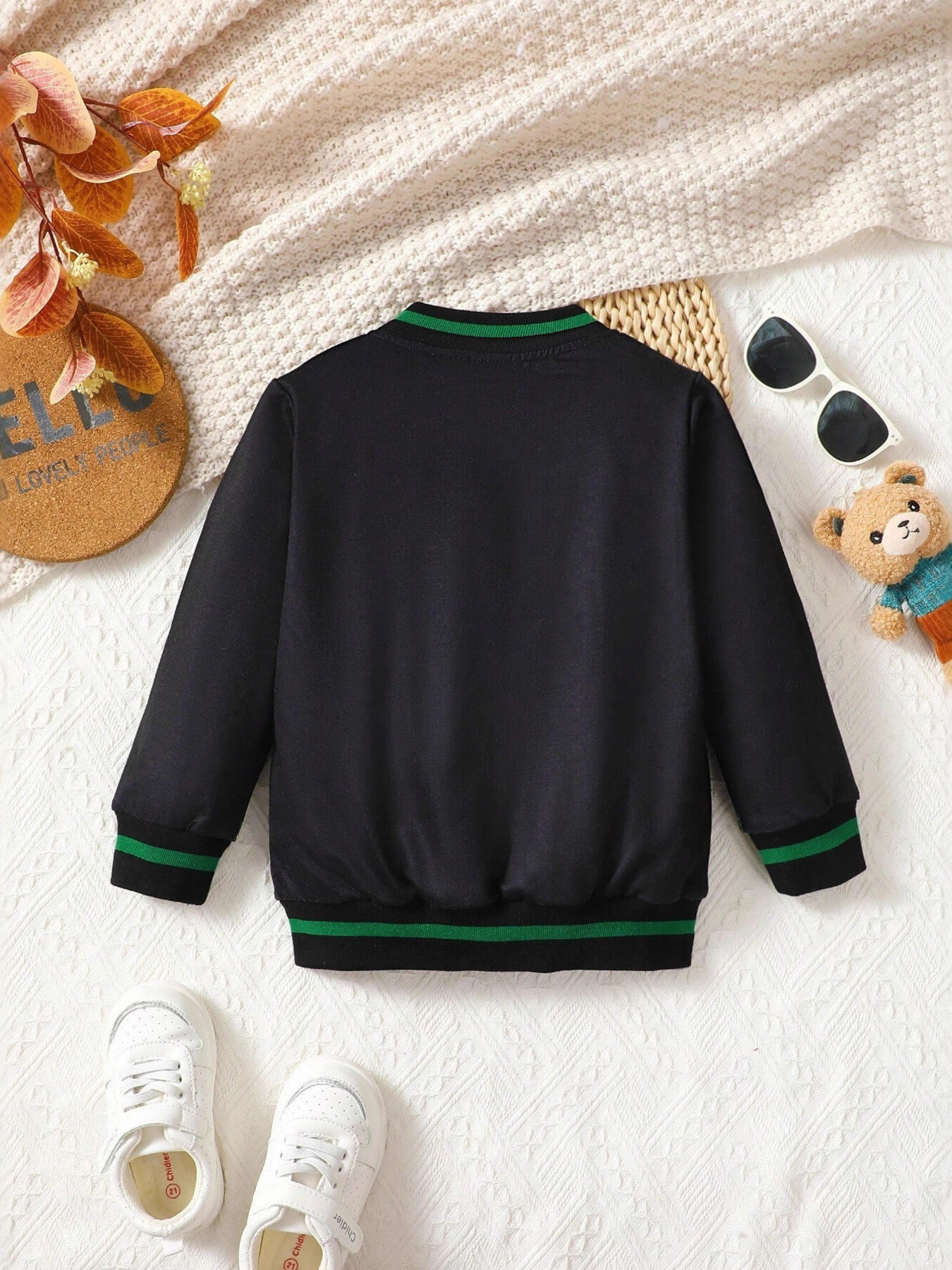 Children's Cartoon Bear Graphic Baseball Jacket