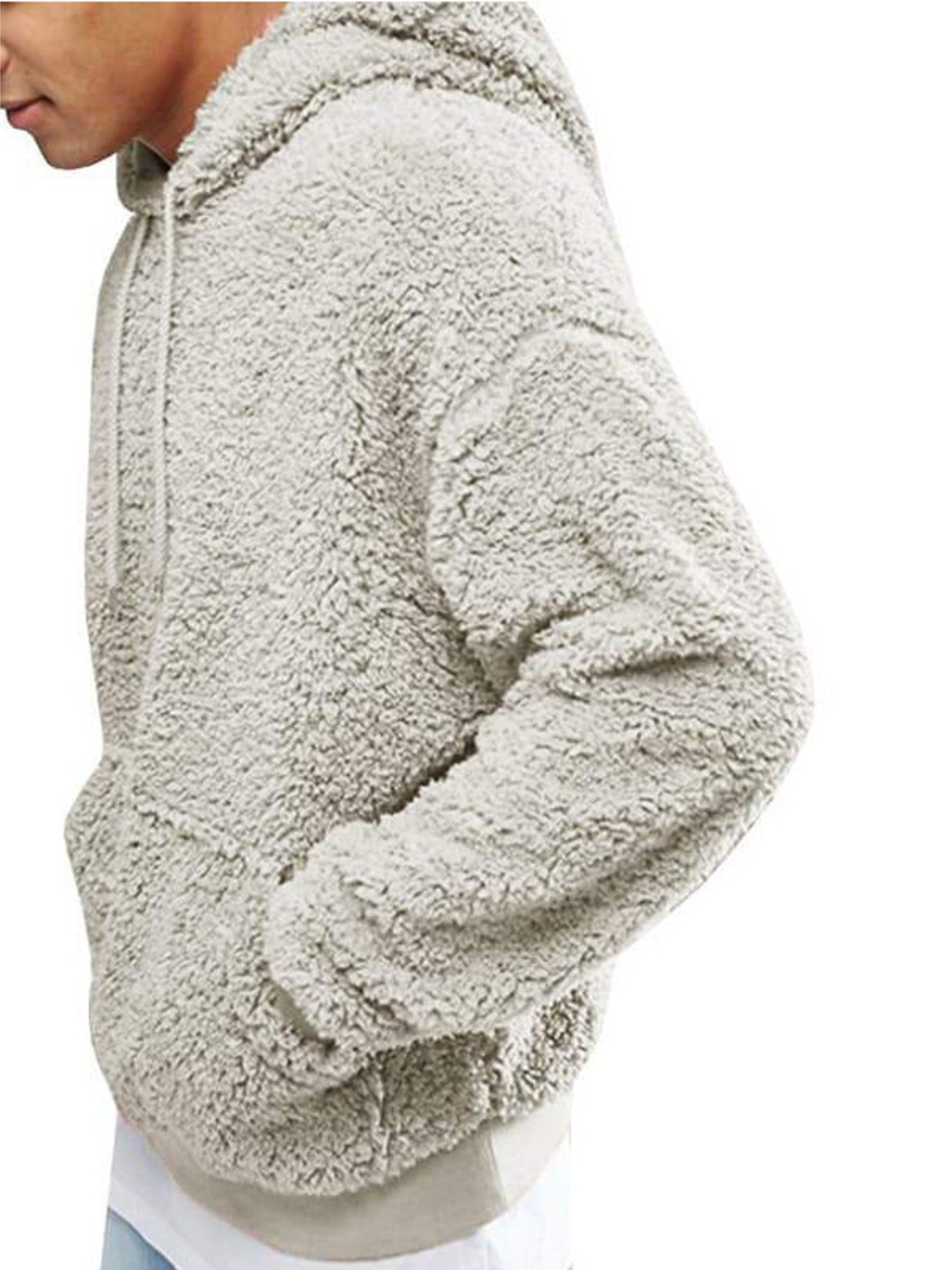 Men's Full Size Drawstring Sherpa Fleece Long Sleeve Hoodie Plus Size