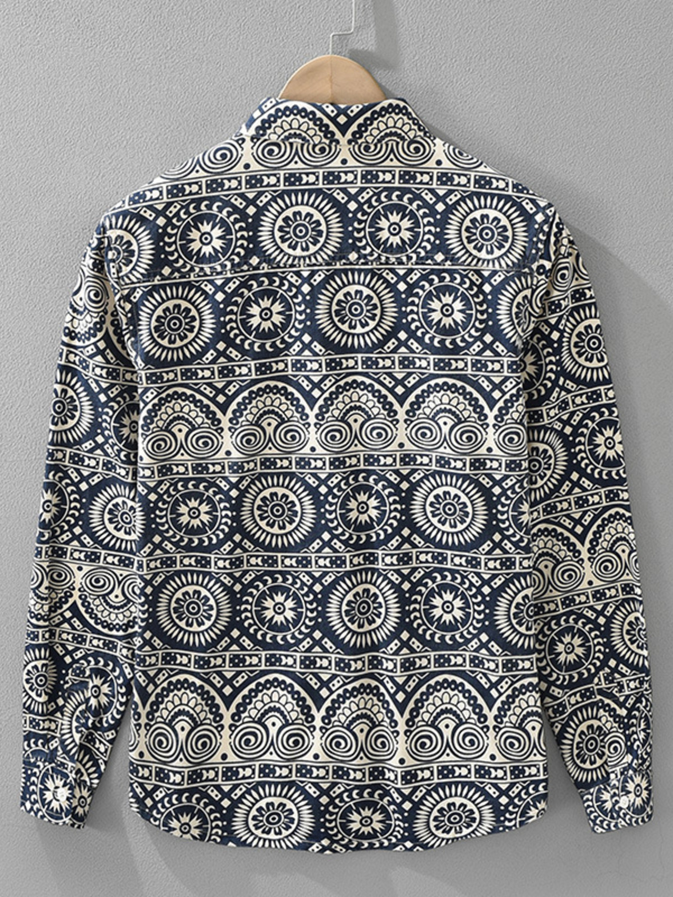 Men's Plus Size Printed Button Up Long Sleeve Shirt