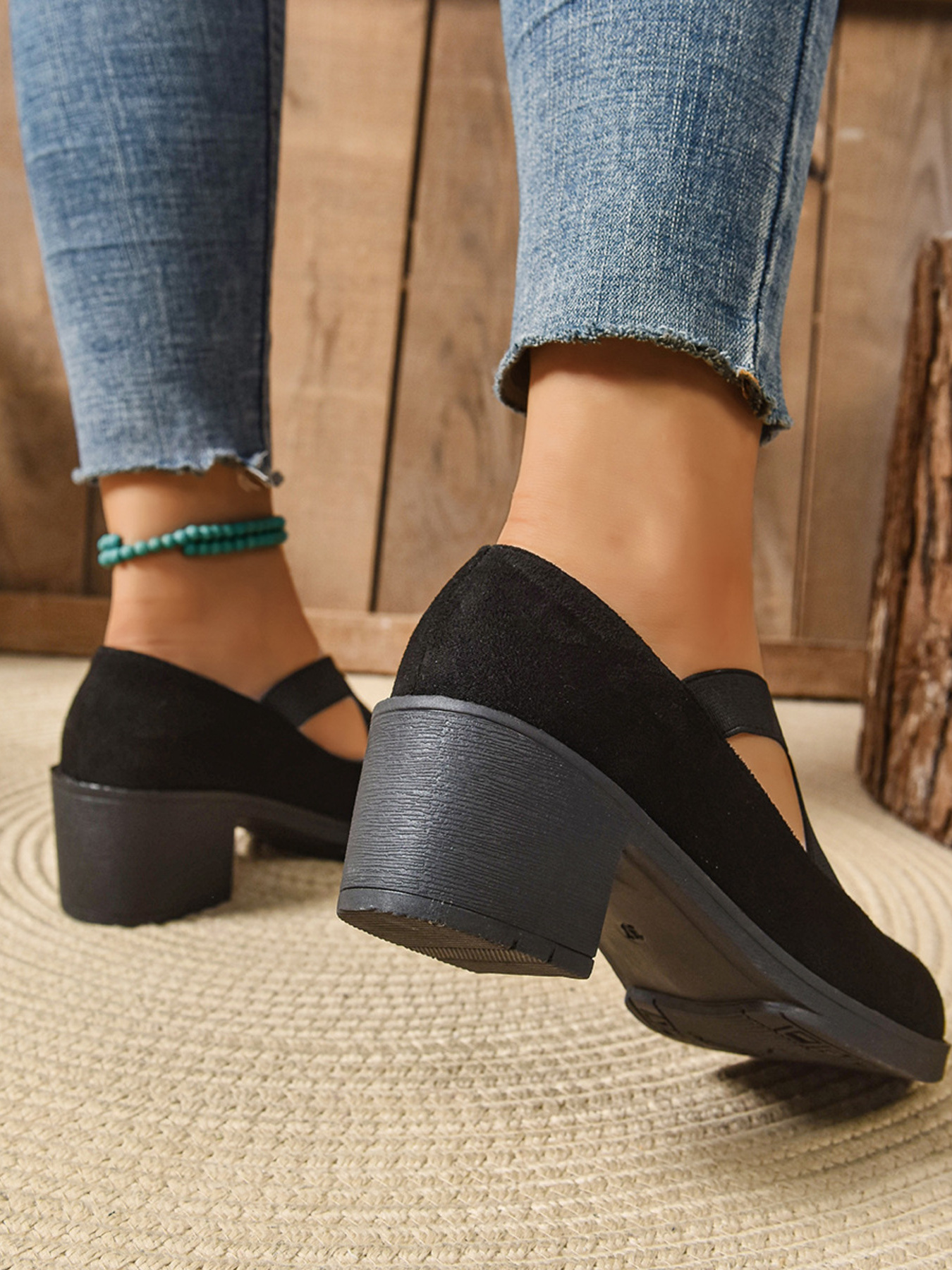 Crisscross Block Heel Pumps